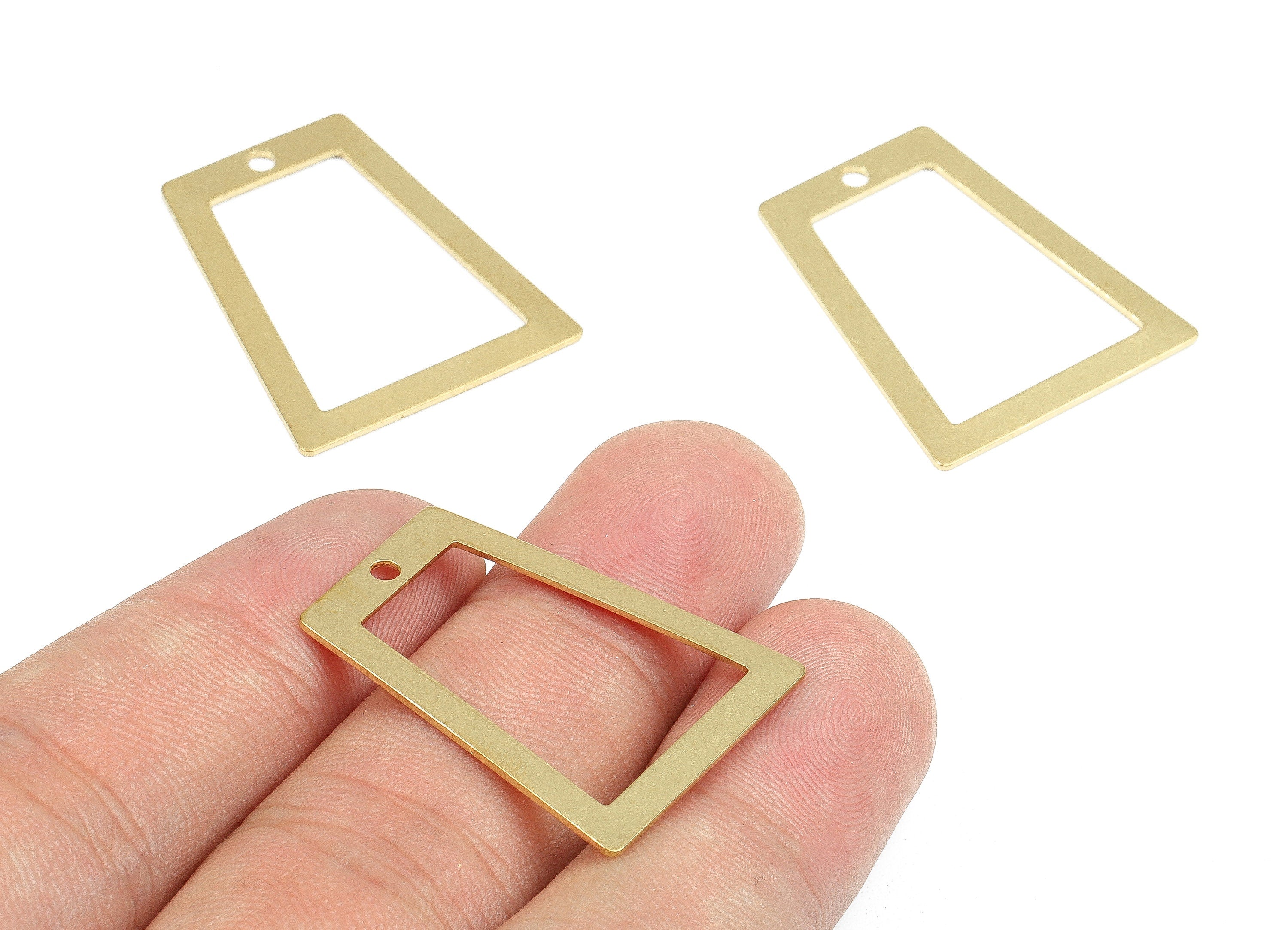 Brass Trapezoid Charms - Raw Brass Trapezoid Earring and Pendant - Brass Trapezoid Necklace - Jewelry Supplies - 28.32x23.61x0.73mm - PP2600 - DOMEDBAZAAR