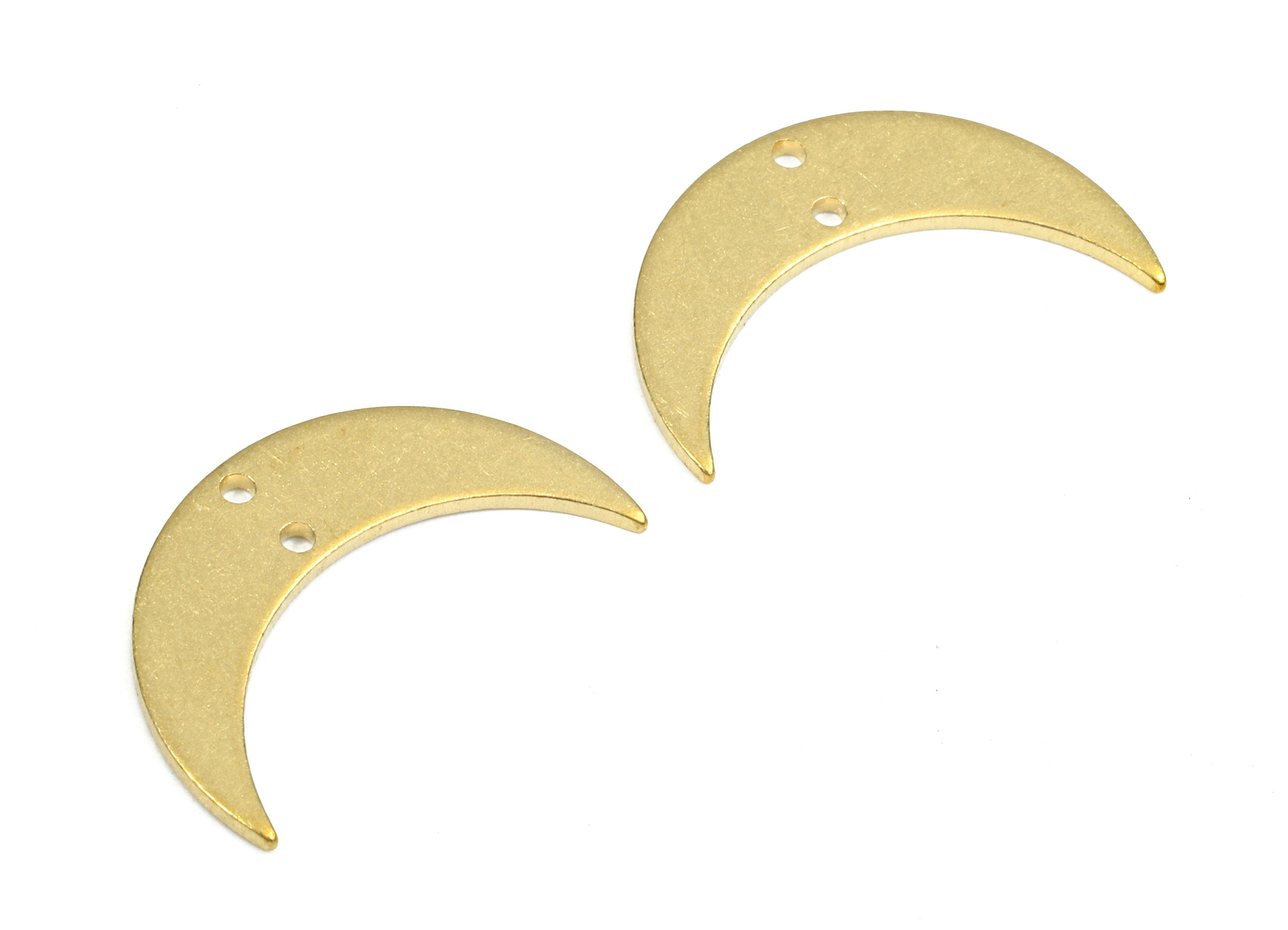 Brass Moon Connectors - Raw Brass Moon Pendant and Necklace - Brass Moon Earring Connectors - 2 Holes - 21.28x6.1x1.07mm - PP2709 - DOMEDBAZAAR