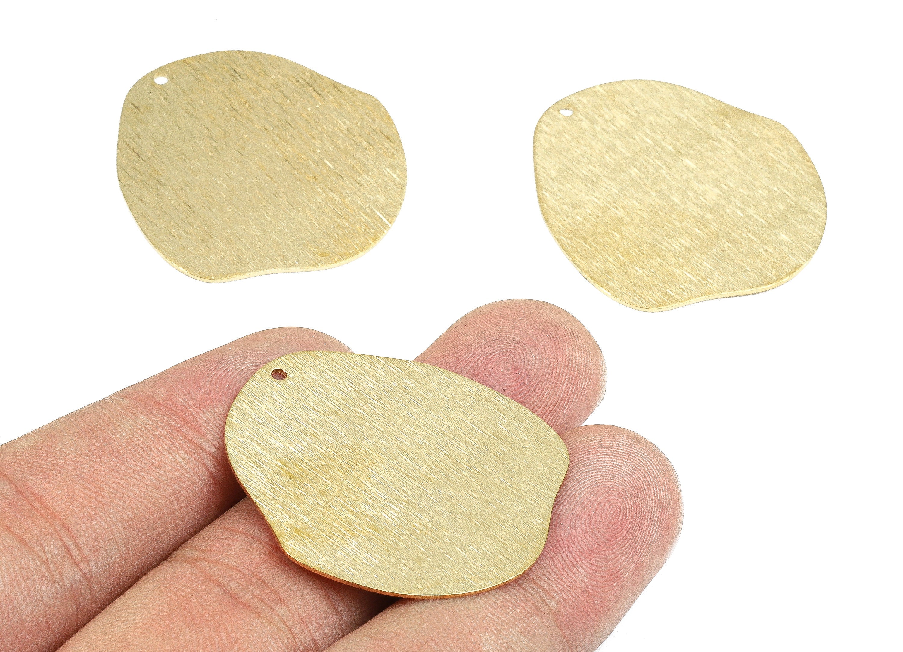 Brass Round Charms - Raw Brass Textured Geometric Earrings and Pendant - Brass Textured Necklace - 34.06x31.07x0.6mm - PP2480 - DOMEDBAZAAR