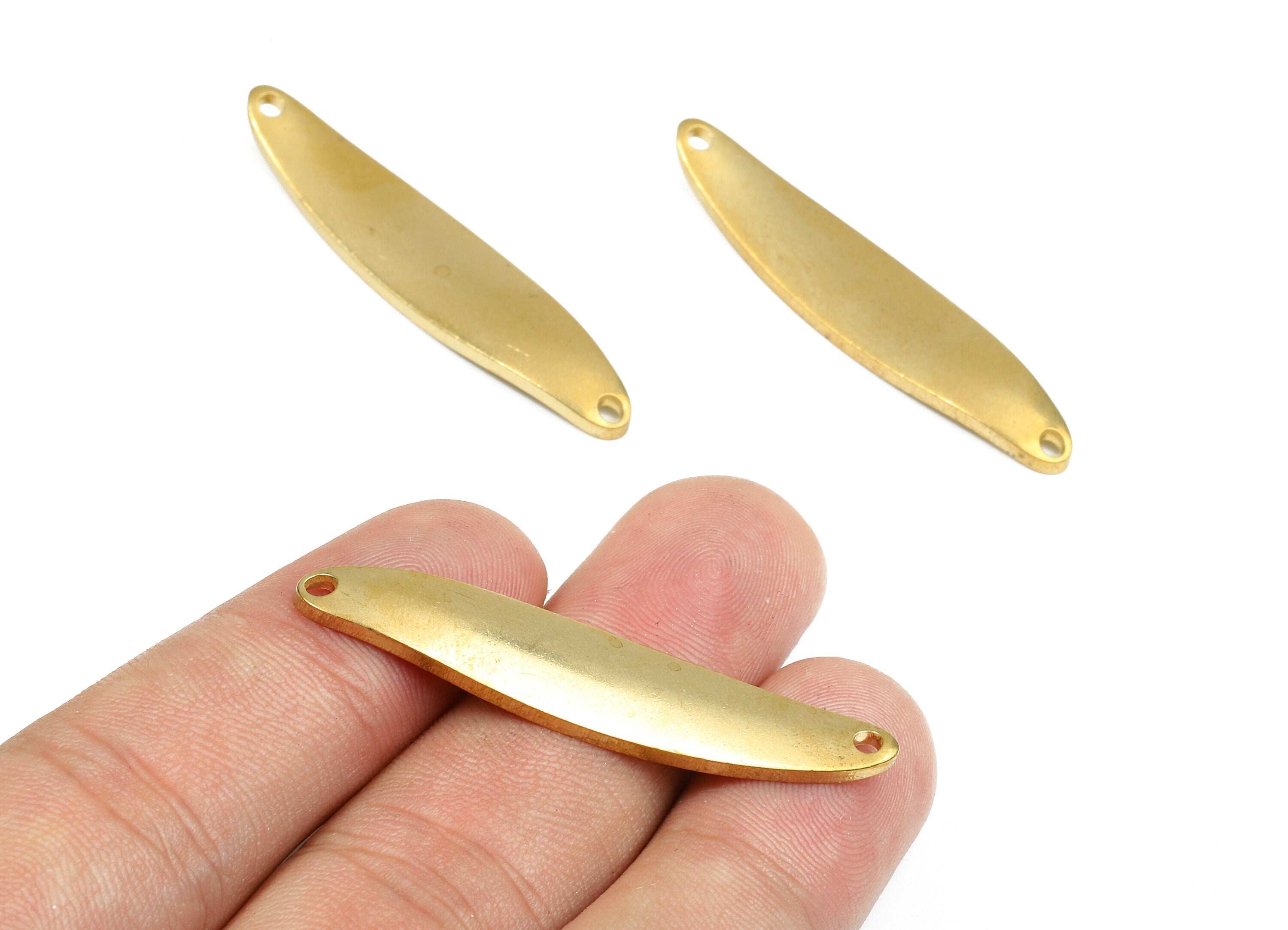 Personalized stamping blank - Brass Wavy Oval Connectors - Raw Brass Wavy Oval Stamping Tag - 45.87x9.87x2.34mm - PP2611 - DOMEDBAZAAR