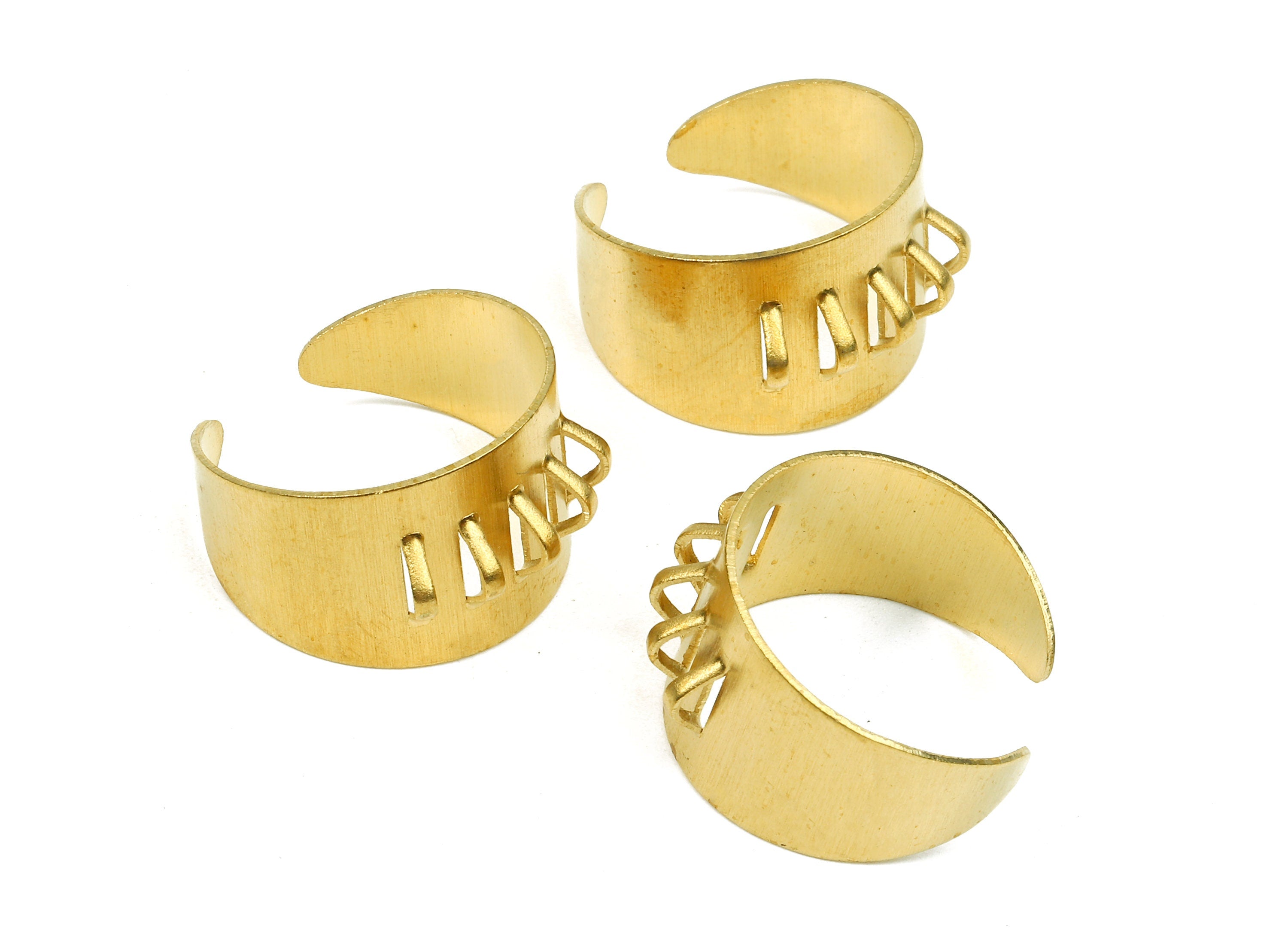 Brass Adjustable Ring Charms - Raw Brass Wide Ring - Tapered Ring Findings - Jewelry Supplies - 19.96x13.79x2.82mm - PP2697 - DOMEDBAZAAR