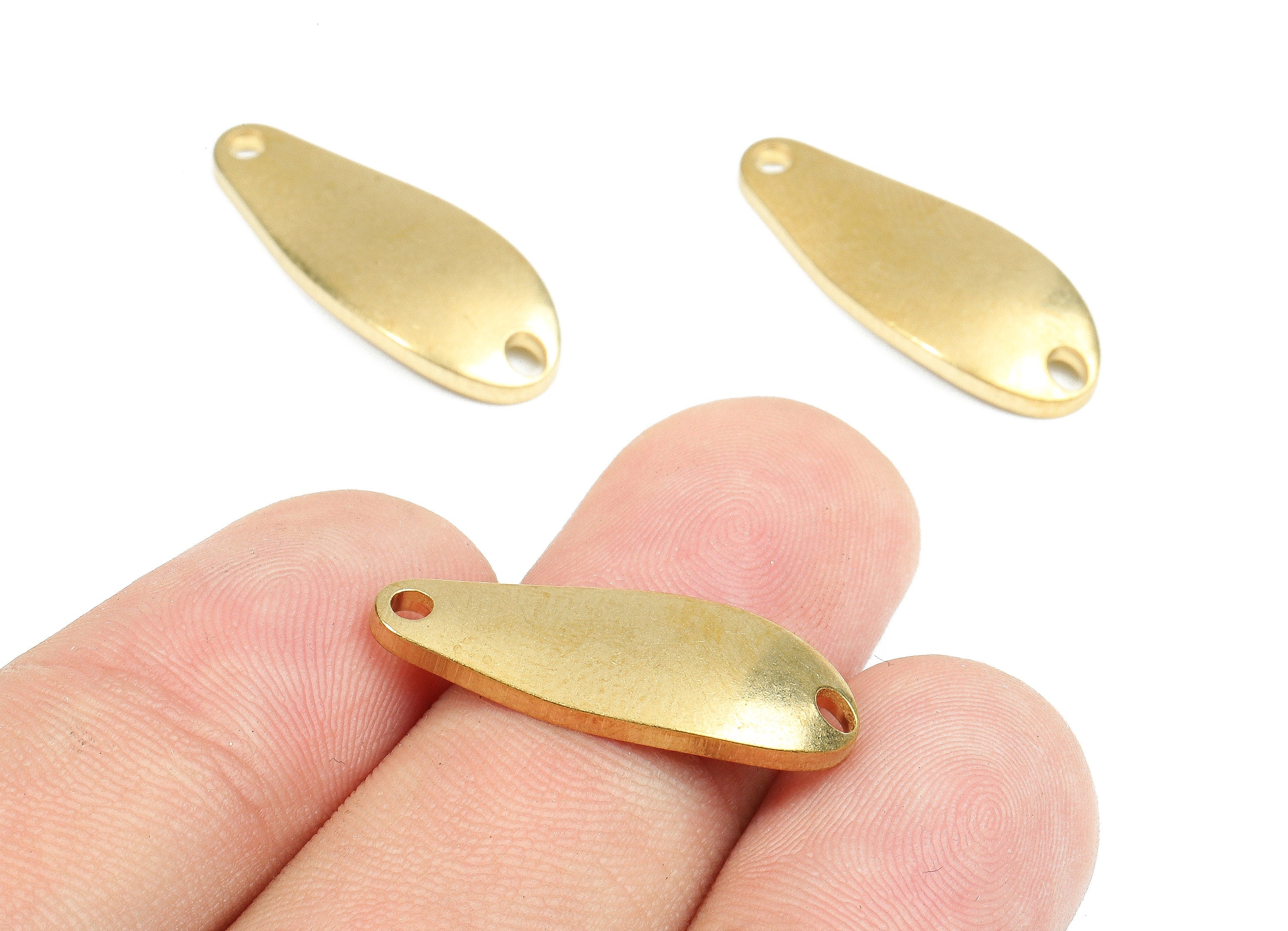 Personalized stamping blank - Brass Wavy Oval Connectors - Raw Brass Wavy Oval Stamping Tag - 24.52x9.49x2.25mm - PP2612 - DOMEDBAZAAR