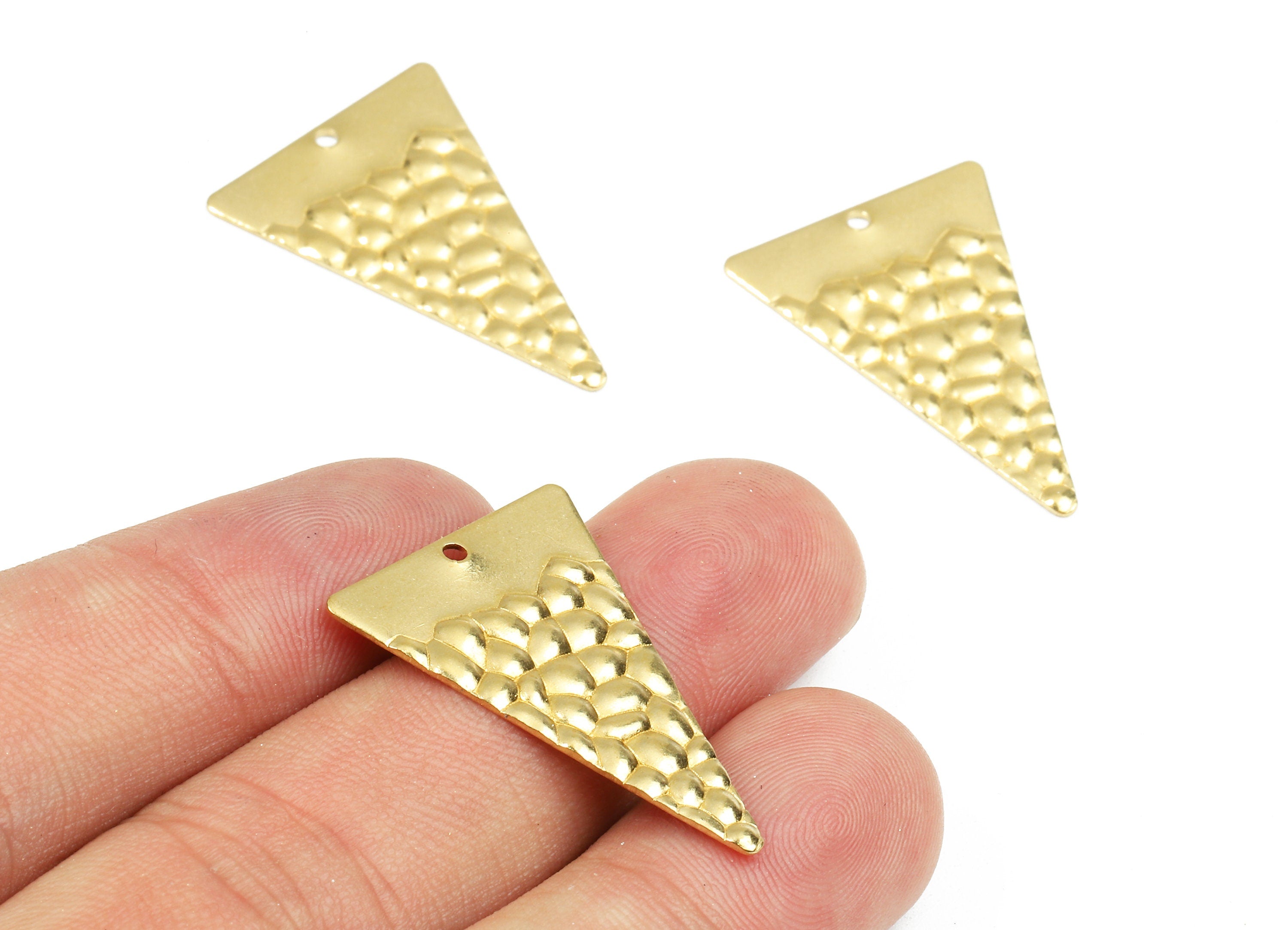 Brass Triangle Charms - Raw Brass Wavy Triangle Earrings and Pendant - Brass Triangle Necklace - 28.92x20.03x1.29mm - PP2428 - DOMEDBAZAAR