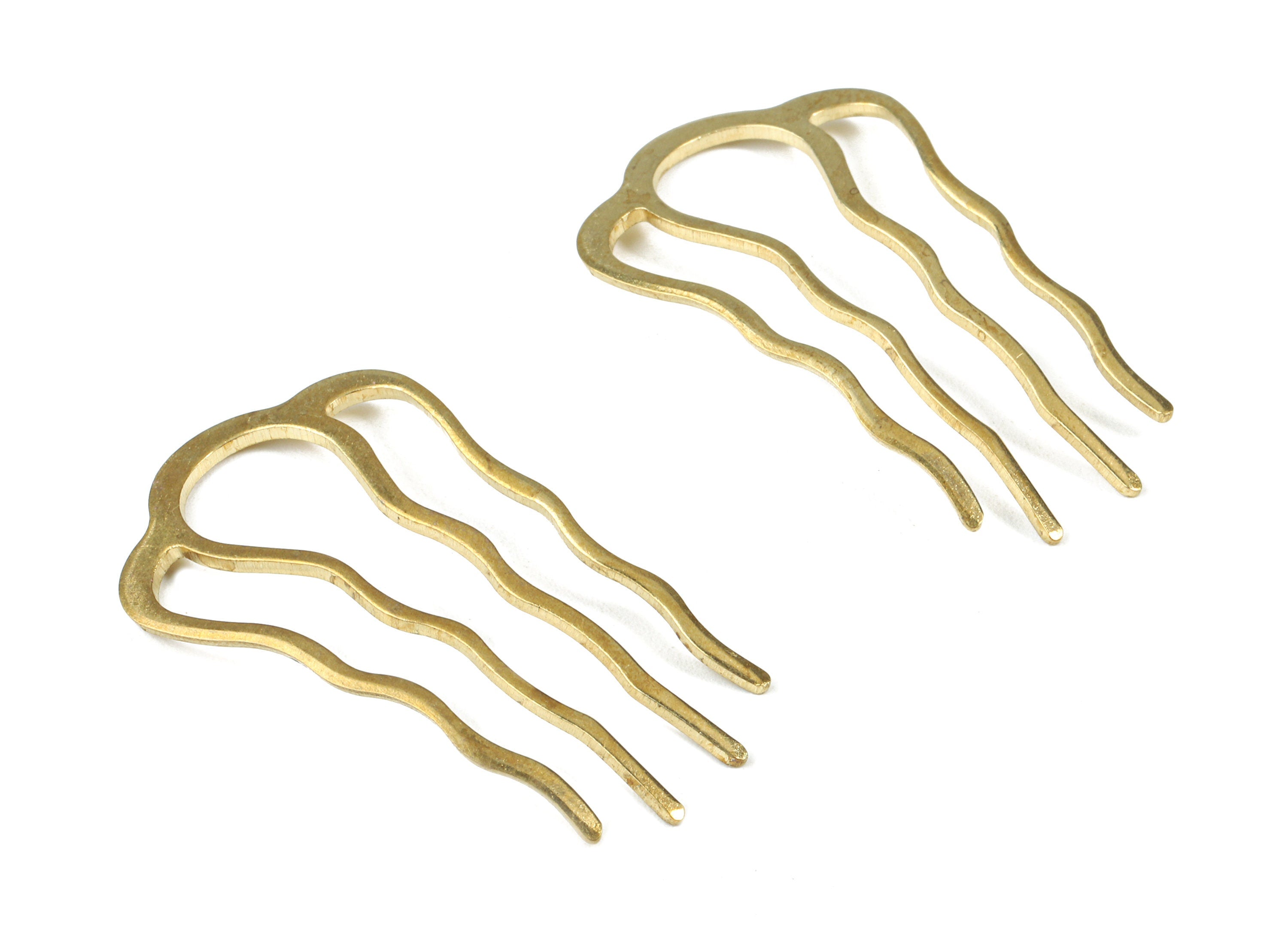 Brass Hair Tooth Comb Blanks - Brass 4 Teeth Barrette Hair Combs - Jewelry Supplies - 45.23x25.86x1.3mm - PP2980 - DOMEDBAZAAR