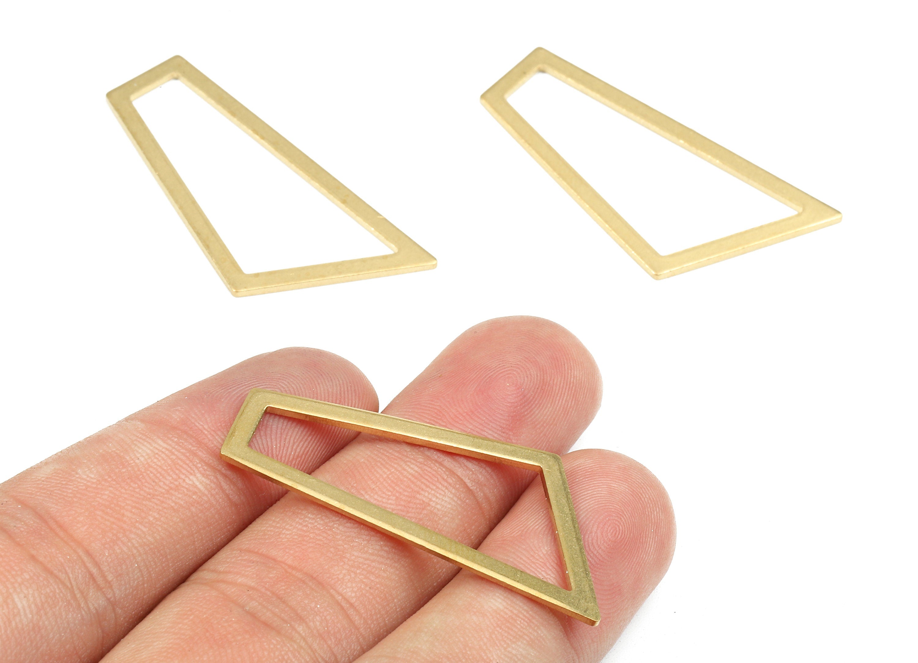 Brass Quadrilateral Ring Charms - Raw Brass Geometric Earrings and Pendant - Brass Geometric Connectors - 40.49x22.3x1.06mm - PP2595 - DOMEDBAZAAR