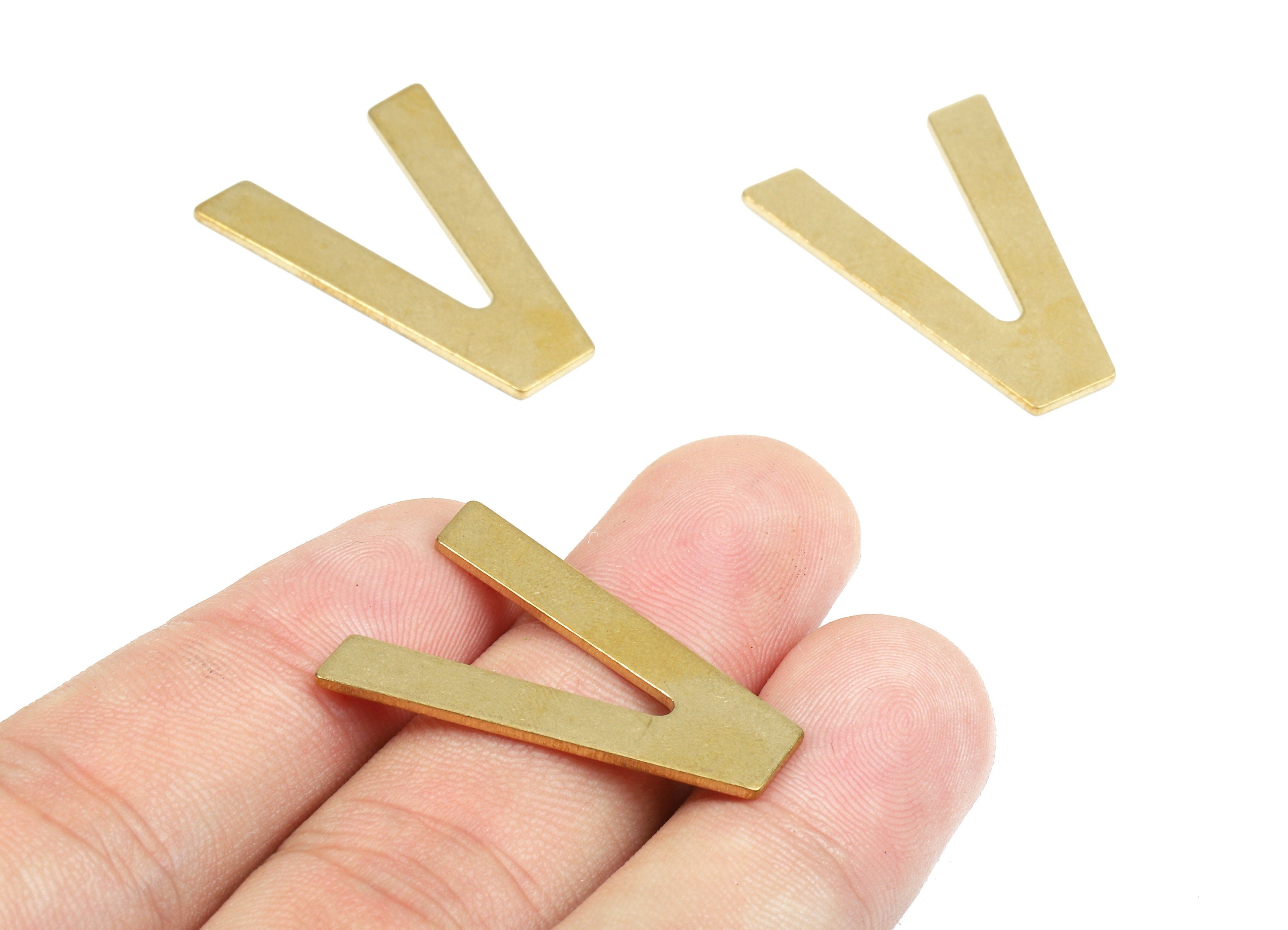 Brass V Blank - Raw Brass Letter V Blank - Brass Letter Wallart Decoration - Brass Alphabet V Blank - 29.37x31.84x1.05mm - PP2750 - DOMEDBAZAAR