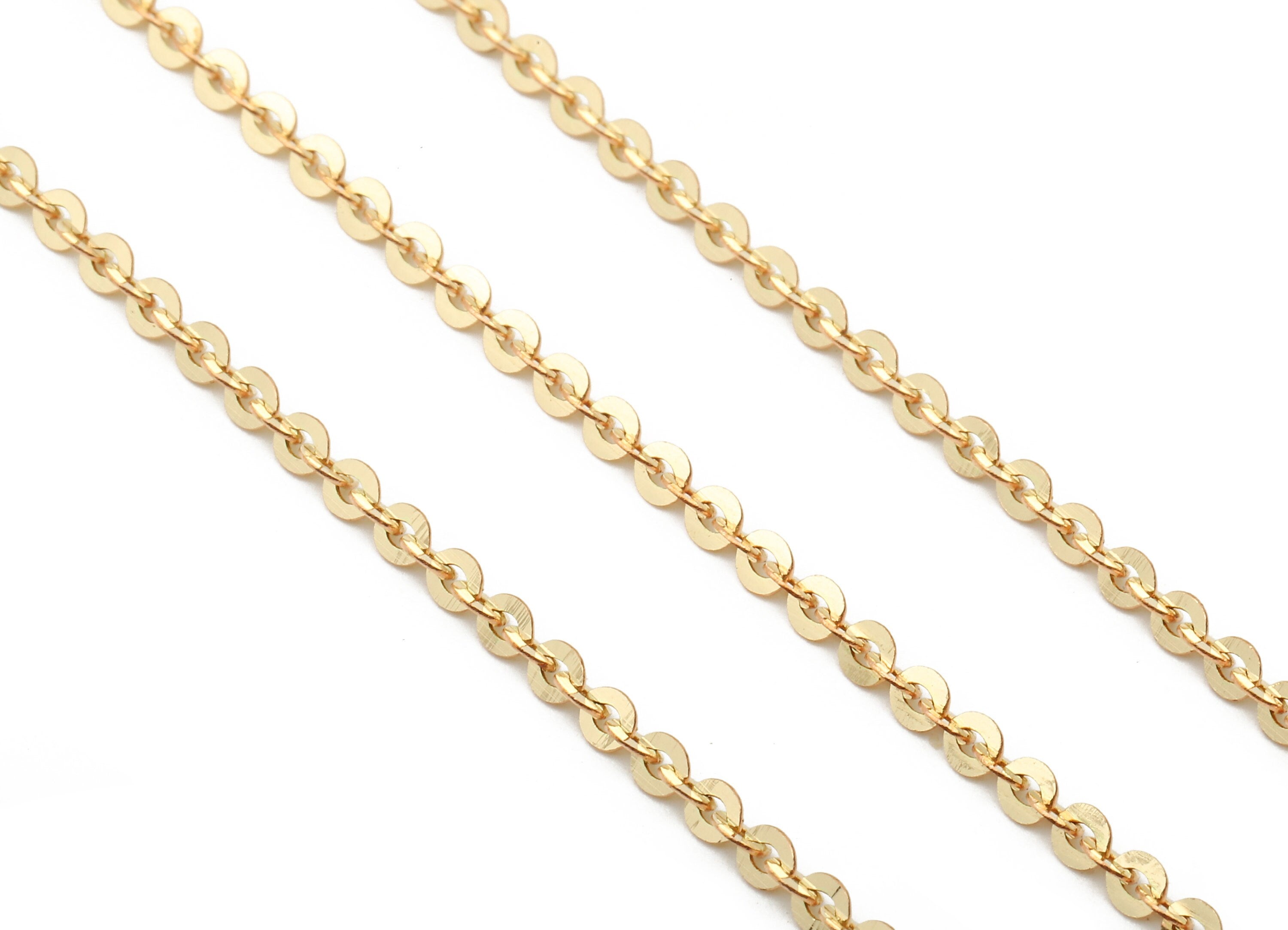 Flat Oval Cable Link Chain - Raw Brass Chain - Flake Cable Chain - 0.12" x 0.10" x 0.01" - for Necklace Bracelet Jewellery Making - CC1141 - DOMEDBAZAAR