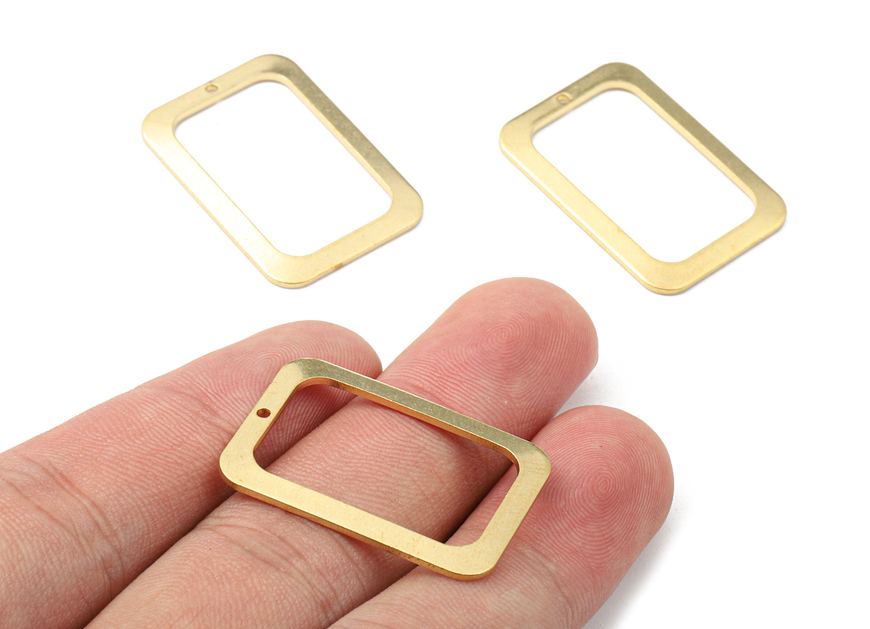 Brass Rectangle Charms - Raw Brass Rectangle Earrings and Pendant - Earring Findings - Jewelry Supplies - 30.04x20.85x1.4mm - PP2620 - DOMEDBAZAAR