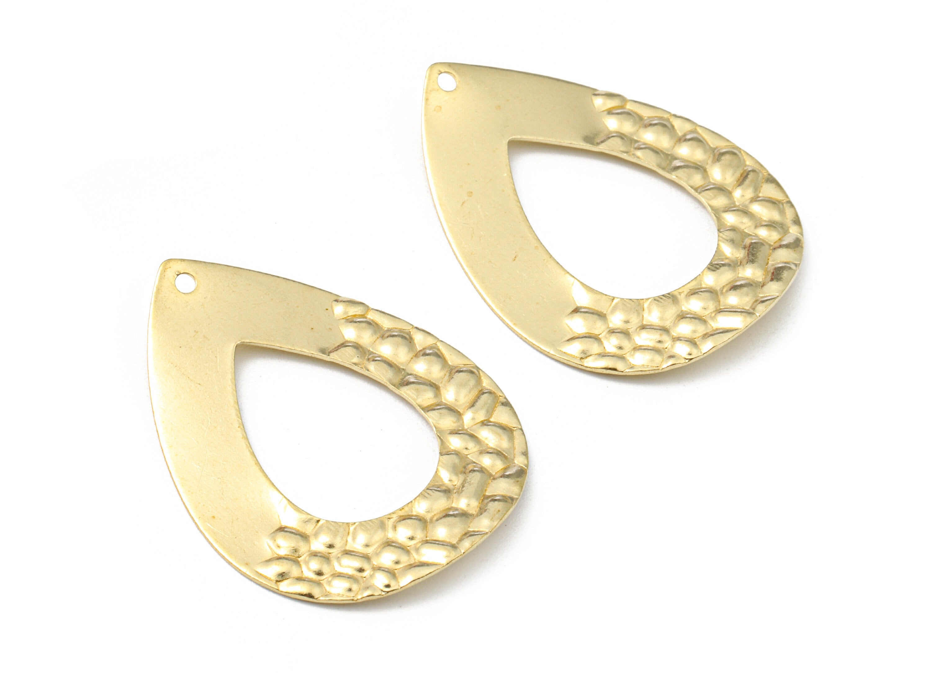 Brass Drop Charms - Raw Brass Wavy Drop Earrings and Pendant - Brass Drop Necklace - Jewelry Supplies - 31.87x24.63x0.75mm - PP2466 - DOMEDBAZAAR