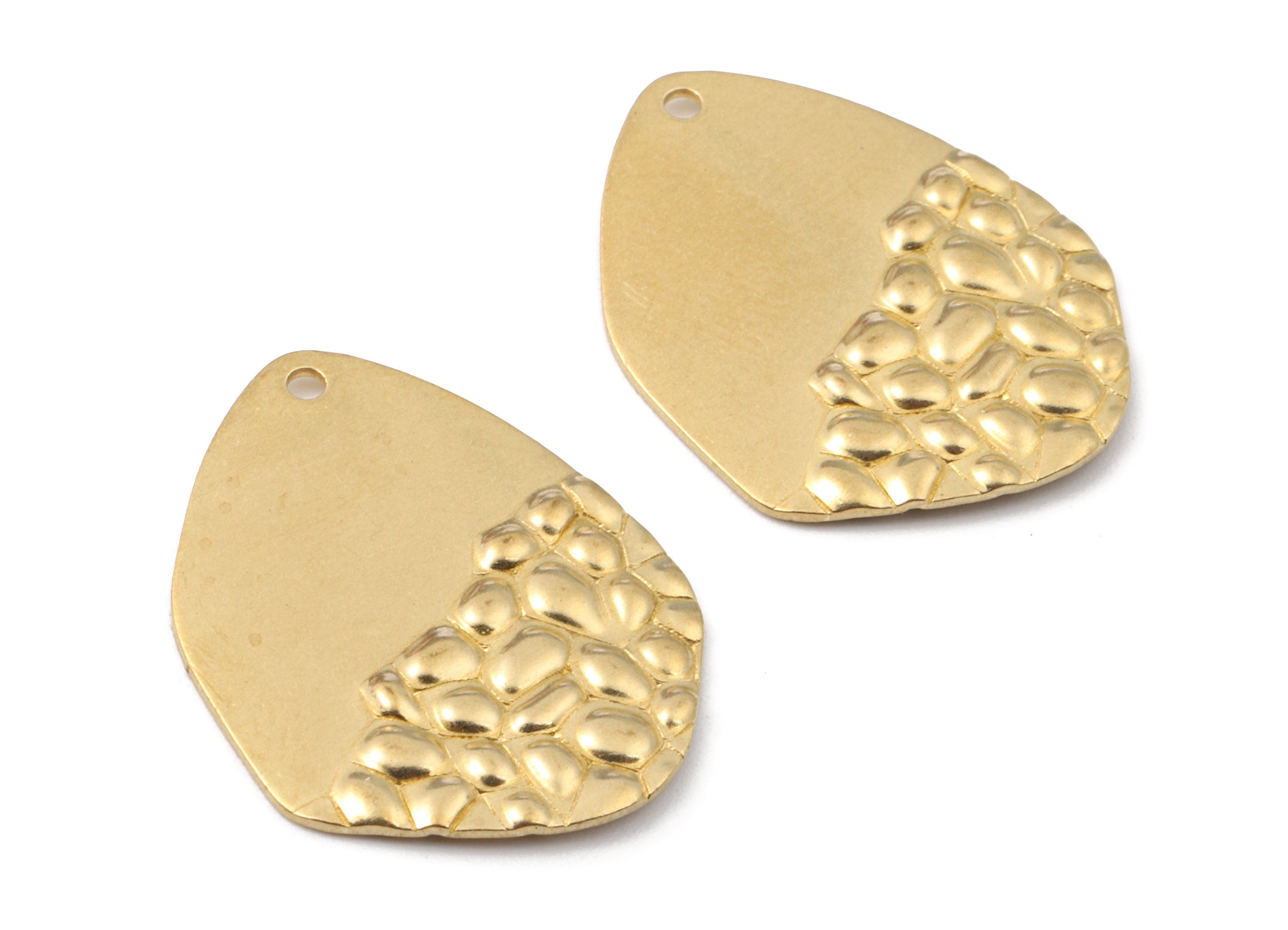 Brass Drop Charms - Raw Brass Wavy Drop Earrings and Pendant - Brass Drop Necklace - Jewelry Supplies - 24.54x19.95x0.97mm - PP2439 - DOMEDBAZAAR