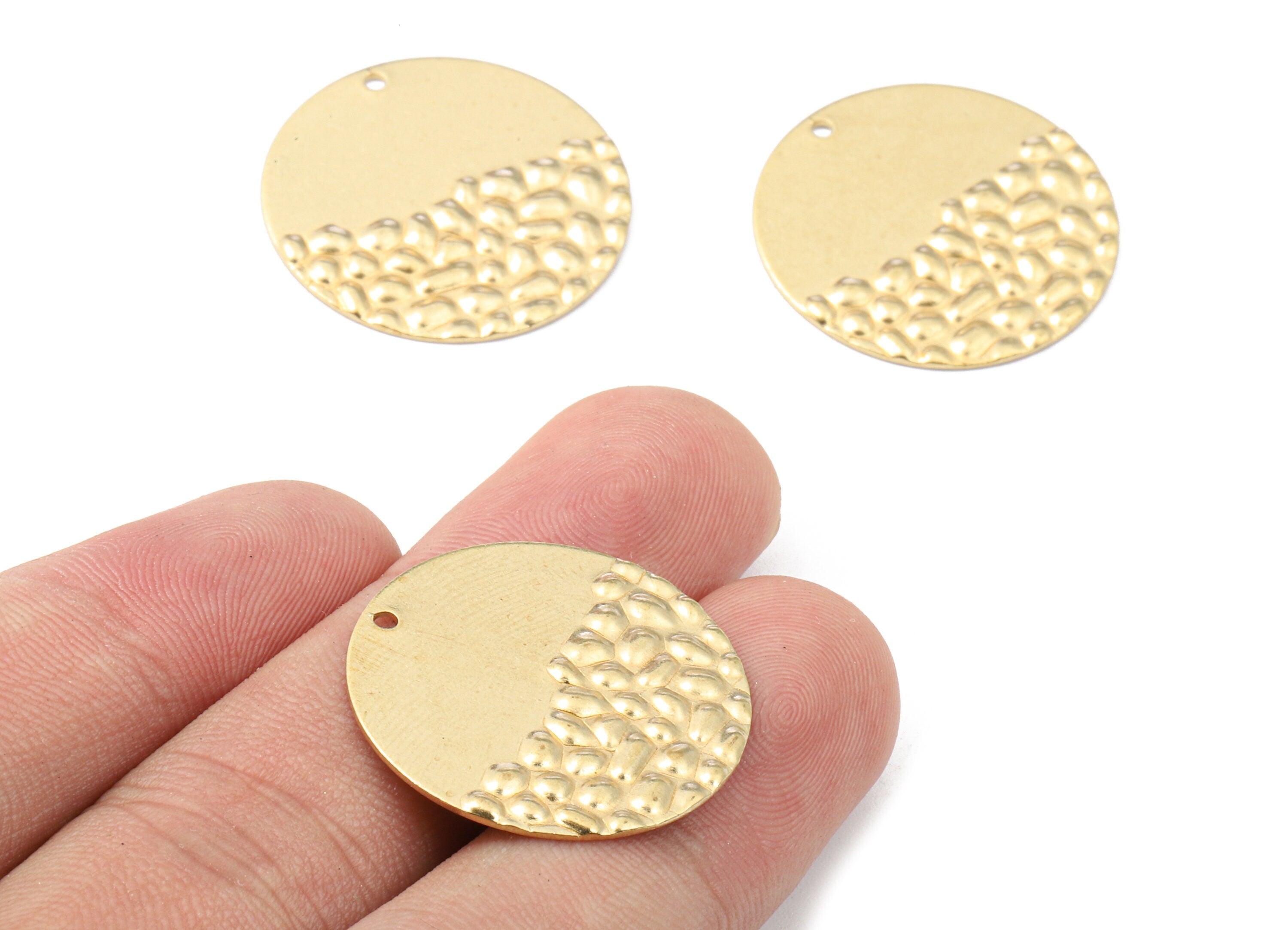 Brass Wavy Round Charms - Raw Brass Wavy Round Earrings and Pendant - Earring Findings - Jewelry Supplies - 25.06x25.06x1.17mm - PP2445 - DOMEDBAZAAR