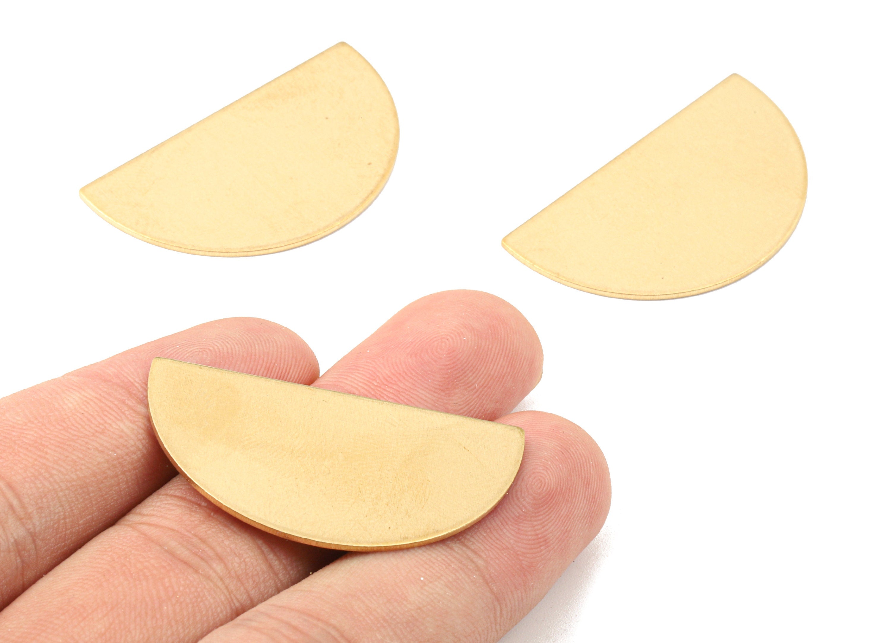 Brass Semicircle Blank - Raw Brass Semicircle Blank - Brass Semicircle Tag - Brass Stamping Tag - 37.96x21.56x0.82mm - PP2383 - DOMEDBAZAAR
