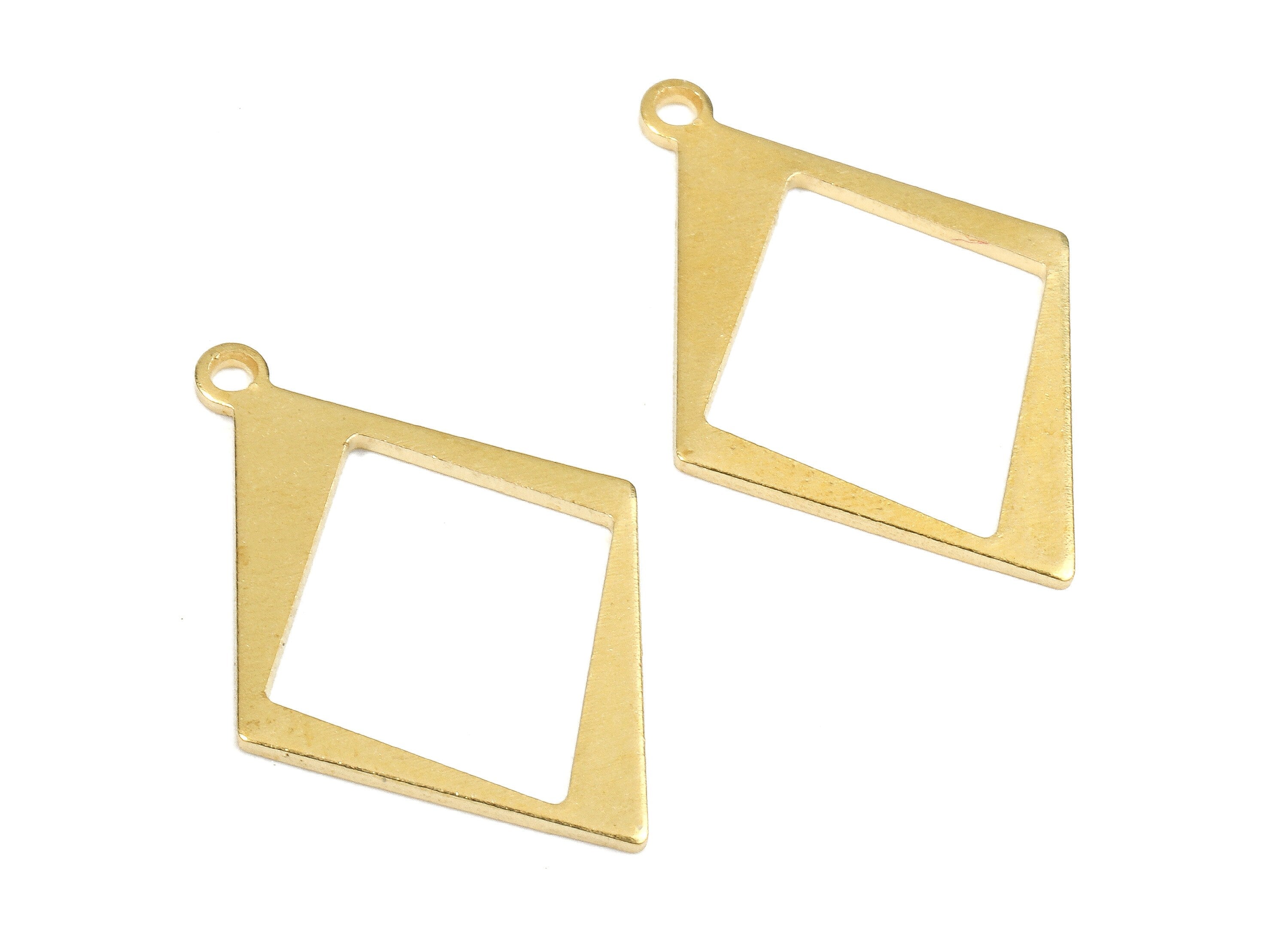 Brass Diamond Charms - Raw Brass Diamond Earrings and Pendant - Earring Findings - Jewelry Supplies - 23.32x15.72x0.96mm - PP2553 - DOMEDBAZAAR