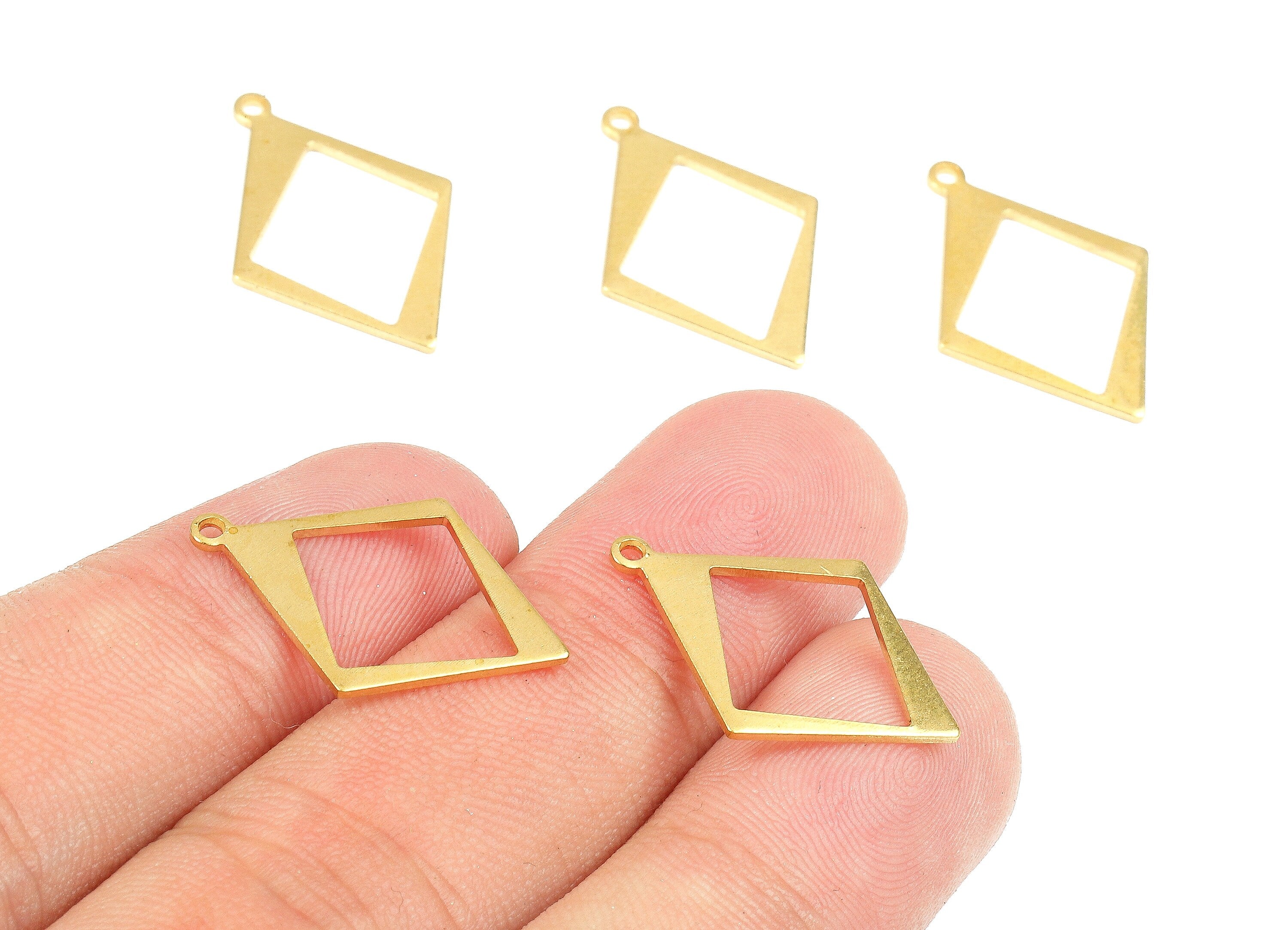 Brass Diamond Charms - Raw Brass Diamond Earrings and Pendant - Earring Findings - Jewelry Supplies - 23.32x15.72x0.96mm - PP2553 - DOMEDBAZAAR