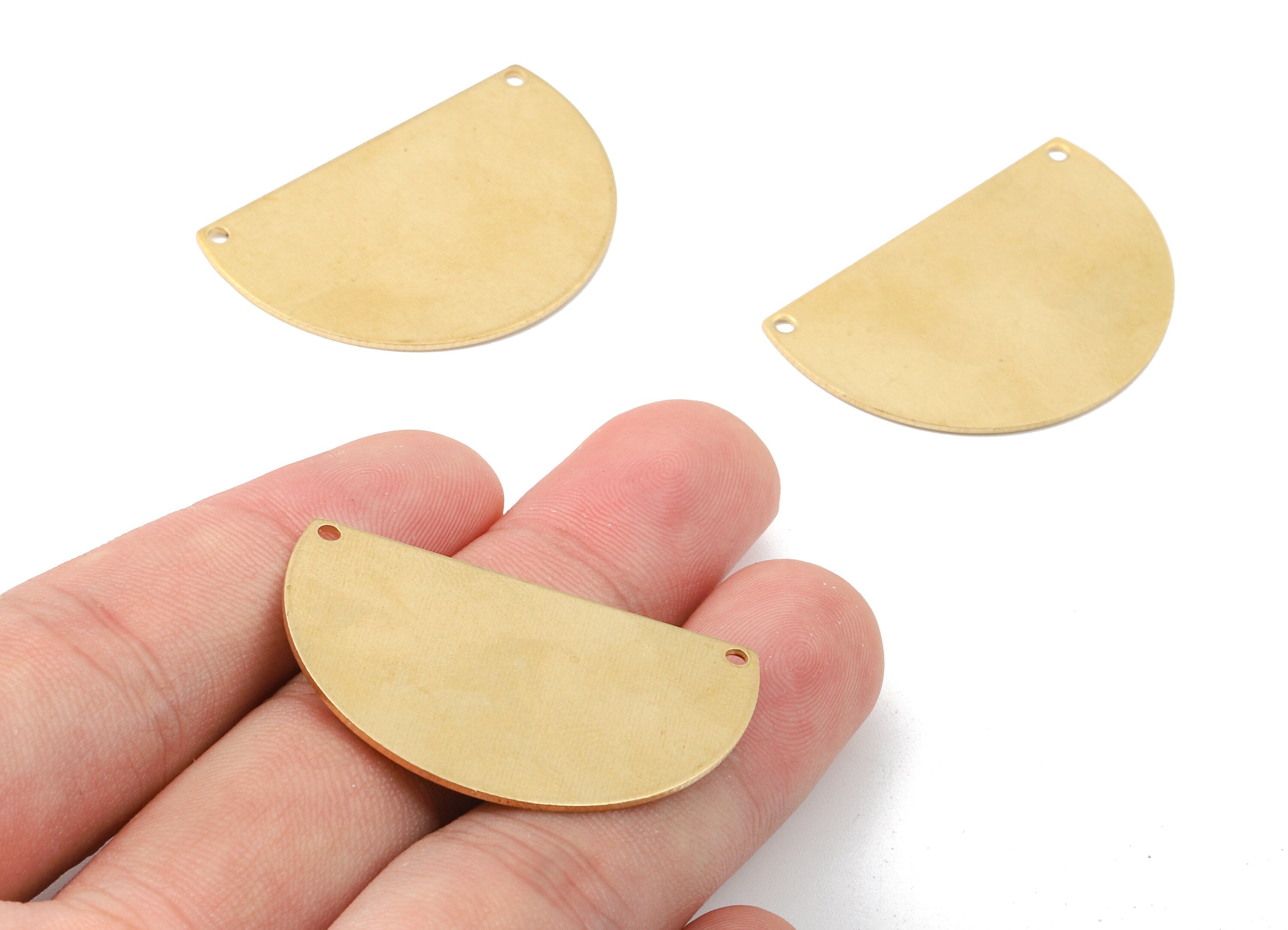 Personalized stamping blank - Brass Semicircle Connectors - Raw Brass Semicircle Necklace and Pendant - 38.03x24.84x0.83mm - PP2387 - DOMEDBAZAAR