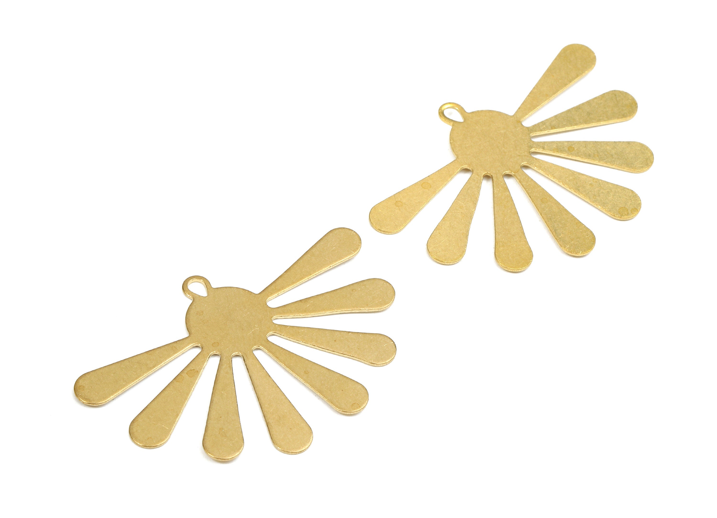 Brass Sun Charms - Raw Brass Sun Earrings and Pendant - Brass Sun Necklace - Jewelry Supplies - 36.02x24.89x0.56mm - PP2423 - DOMEDBAZAAR