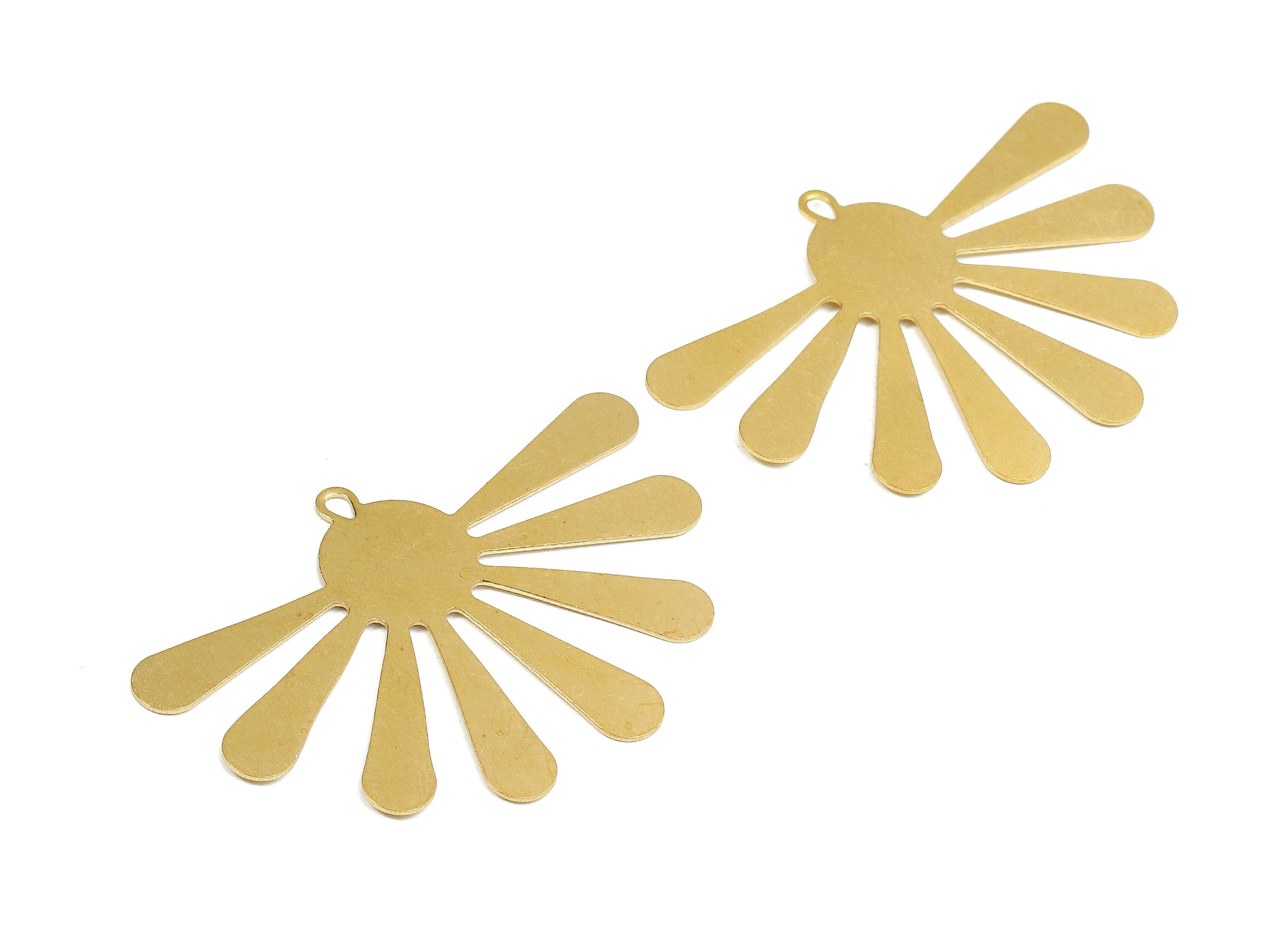 Brass Sun Charms - Raw Brass Sun Earrings and Pendant - Brass Sun Necklace - Jewelry Supplies - 44.19x30.12x0.83mm - PP2424 - DOMEDBAZAAR
