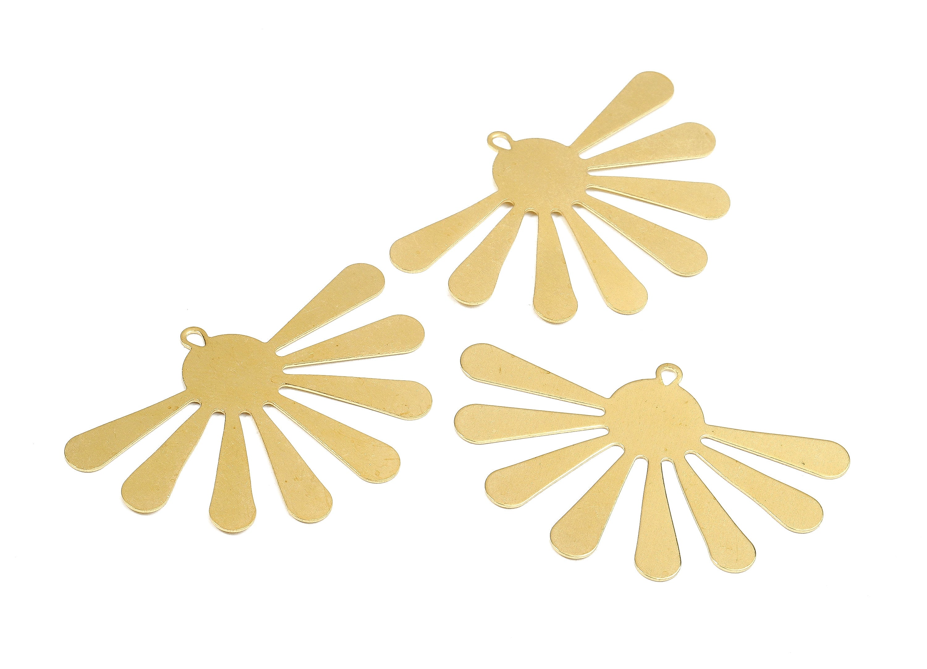 Brass Sun Charms - Raw Brass Sun Earrings and Pendant - Brass Sun Necklace - Jewelry Supplies - 44.19x30.12x0.83mm - PP2424 - DOMEDBAZAAR