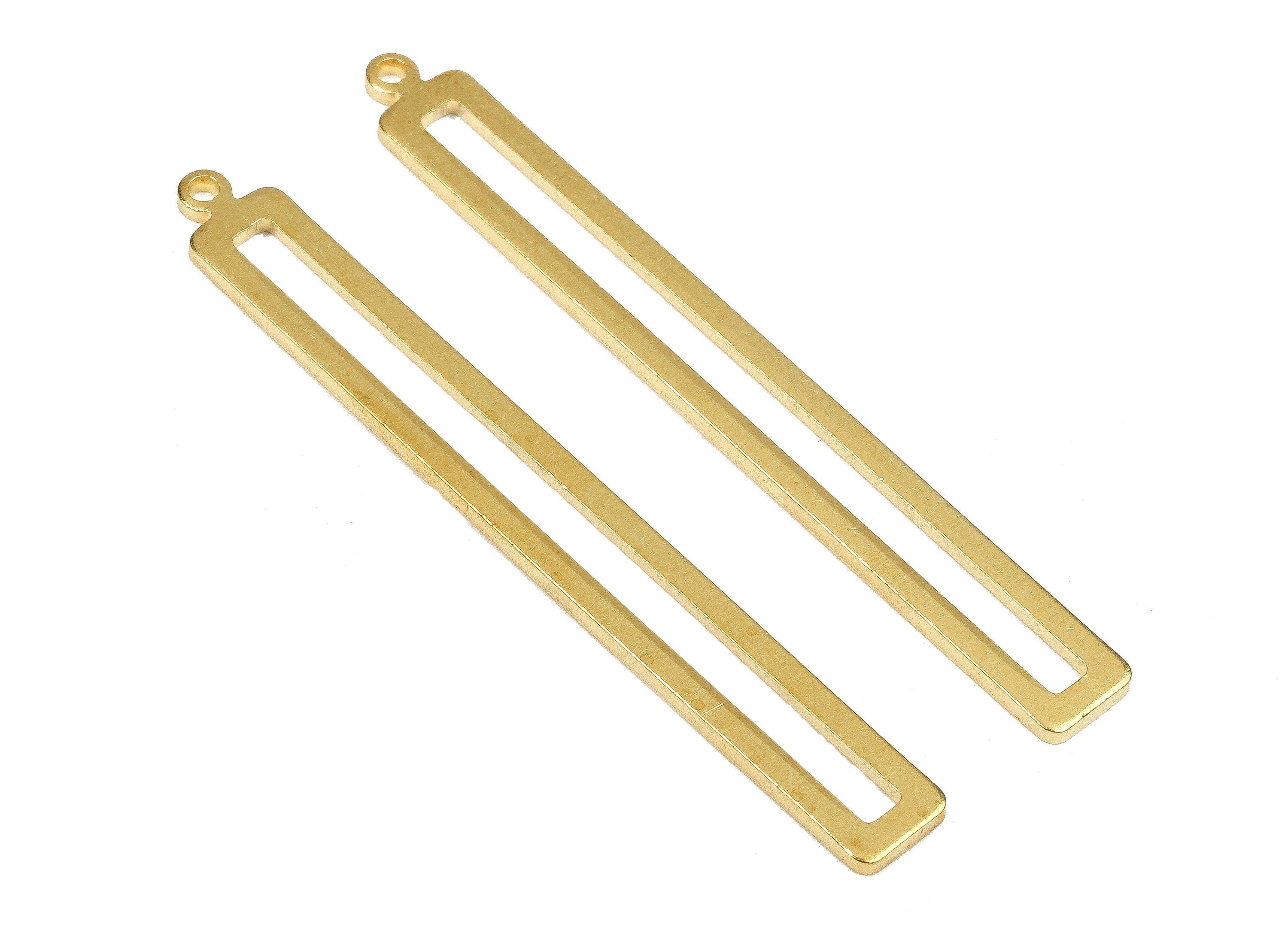 Brass Strip Charms - Raw Brass Strip Earrings and Pendant - Brass Strip Necklace - Jewelry Supplies - 53.13x6.39x1.2mm - PP2614 - DOMEDBAZAAR