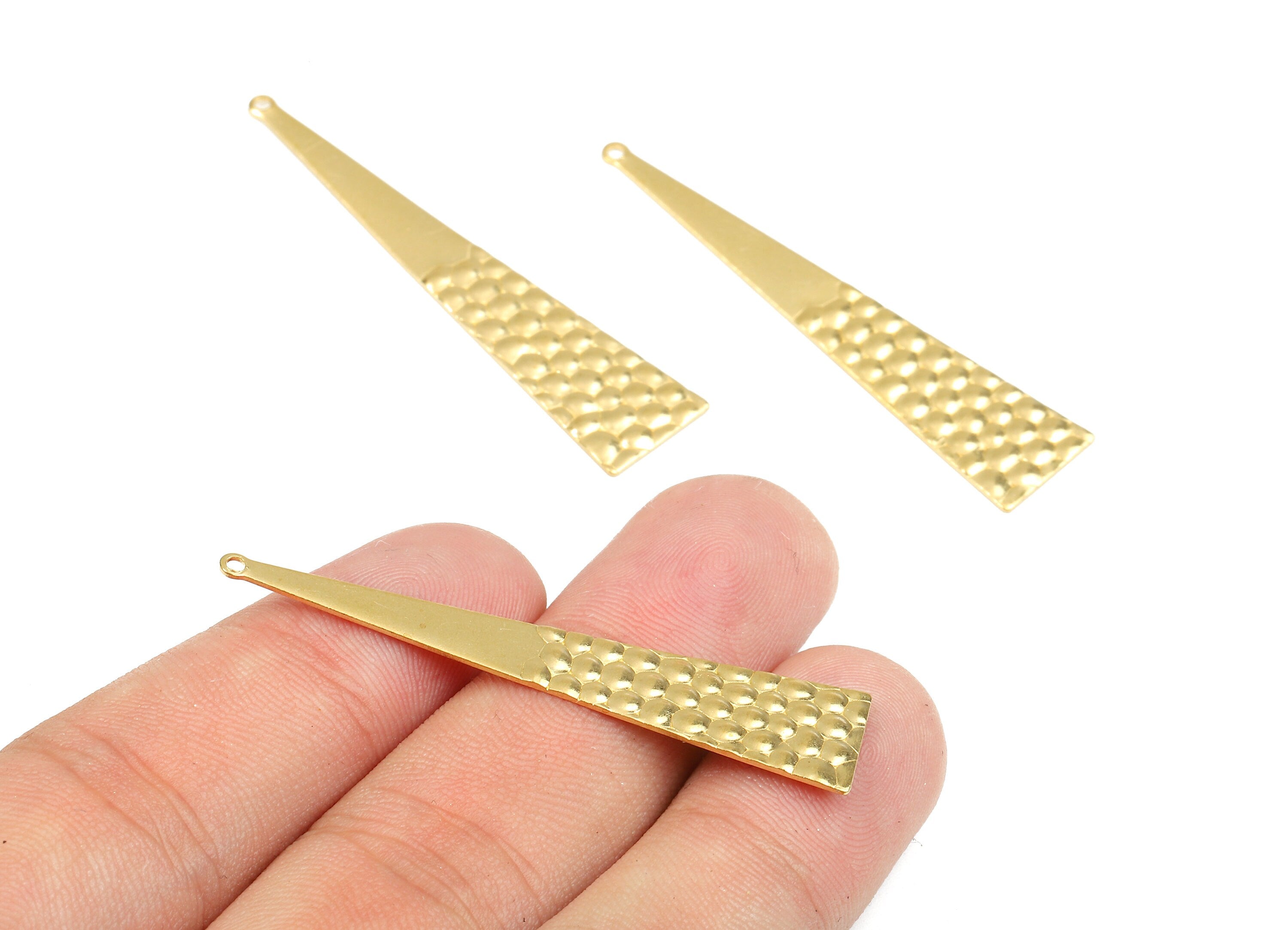 Brass Triangle Charms - Raw Brass Wavy Triangle Earrings and Pendant - Brass Triangle Necklace - 50.17x11.28x0.68mm - PP2468 - DOMEDBAZAAR