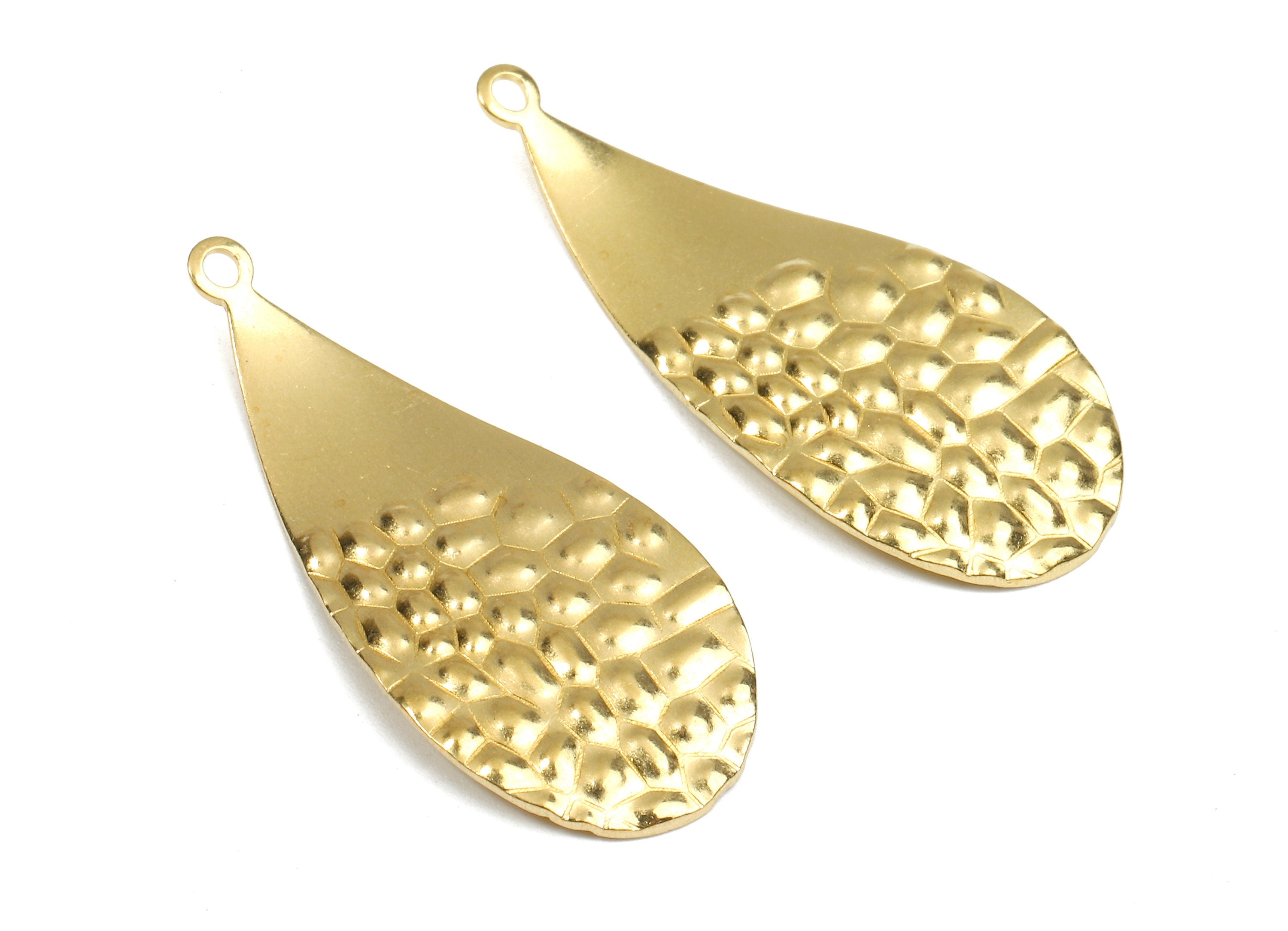 Brass Drop Charms - Raw Brass Wavy Drop Earrings and Pendant - Brass Drop Necklace - Jewelry Supplies - 30.76x12.9x1.18mm - PP2535 - DOMEDBAZAAR