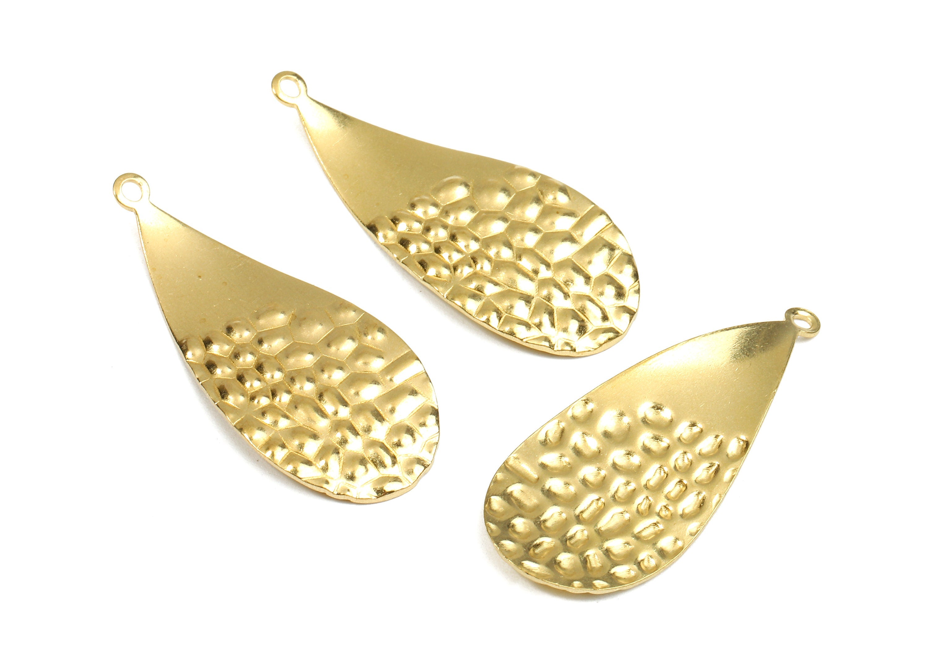 Brass Drop Charms - Raw Brass Wavy Drop Earrings and Pendant - Brass Drop Necklace - Jewelry Supplies - 30.76x12.9x1.18mm - PP2535 - DOMEDBAZAAR