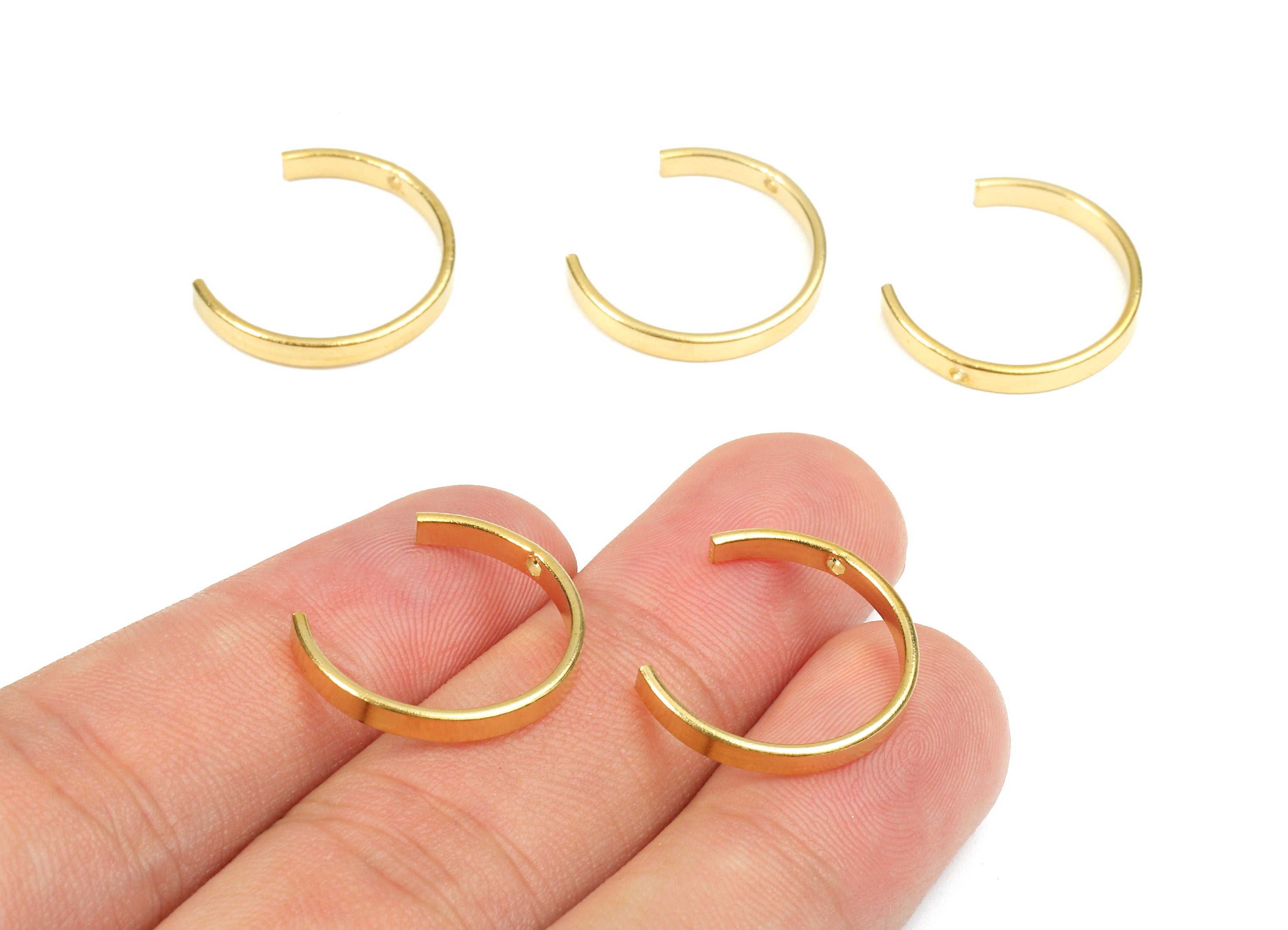 Brass C Earring Charms - Raw Brass Crescent Moon Earrings and Pendant - Brass C Necklace - Jewelry Supplies - 20x2.52x1mm - PP2714 - DOMEDBAZAAR