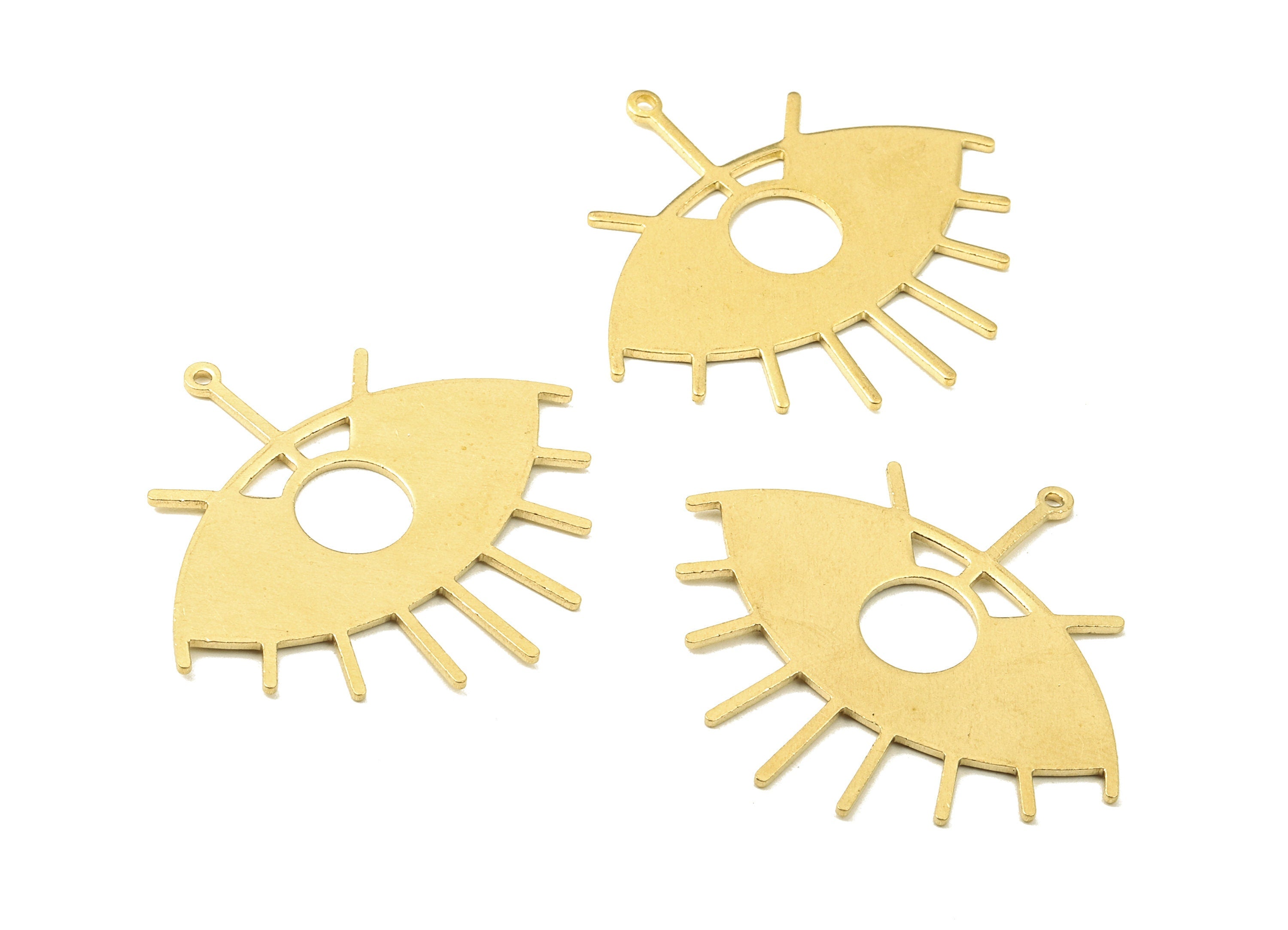 Brass Eye Charms - Raw Brass Eye Earring and Pendant - Brass Eye Necklace - Jewelry Supplies - 41.47x37.82x1.39mm - PP2674 - DOMEDBAZAAR