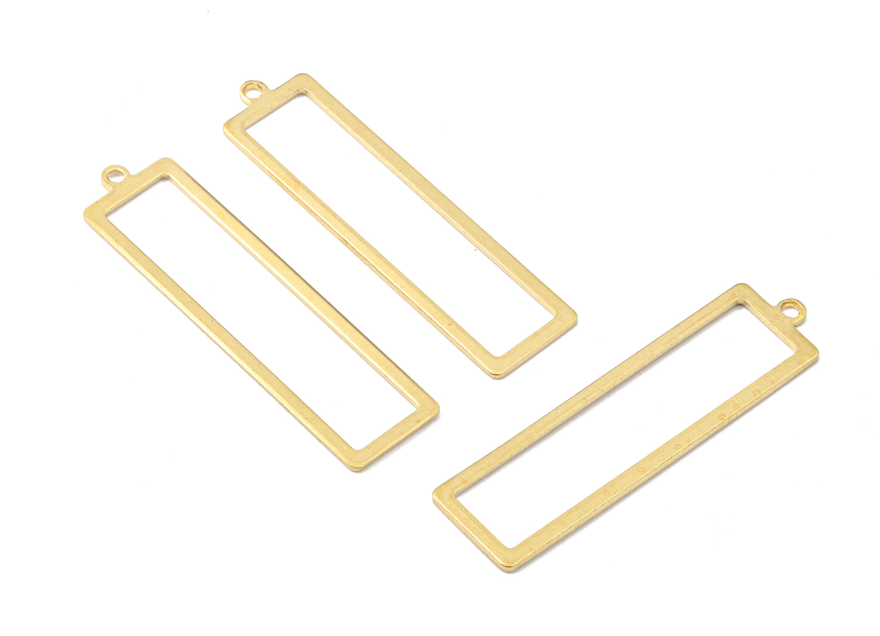 Brass Rectangle Charms - Raw Brass Rectangle Earrings and Pendant - Brass Rectangle Necklace - 37.82x10.24x0.91mm - PP2541 - DOMEDBAZAAR