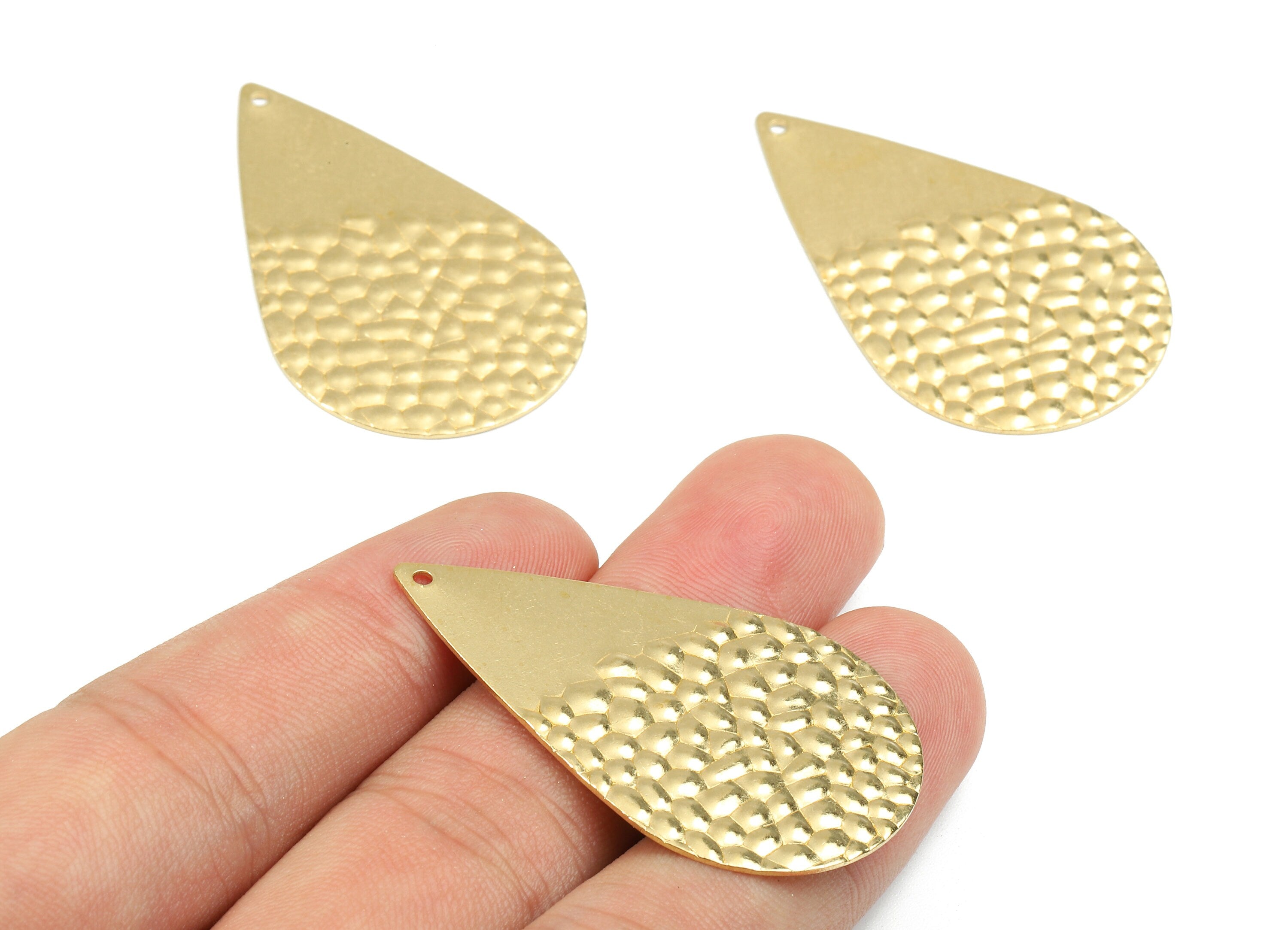 Brass Drop Charms - Raw Brass Wavy Drop Earrings and Pendant - Brass Drop Necklace - Jewelry Supplies - 43.85x27.06x1.29mm - PP2420 - DOMEDBAZAAR