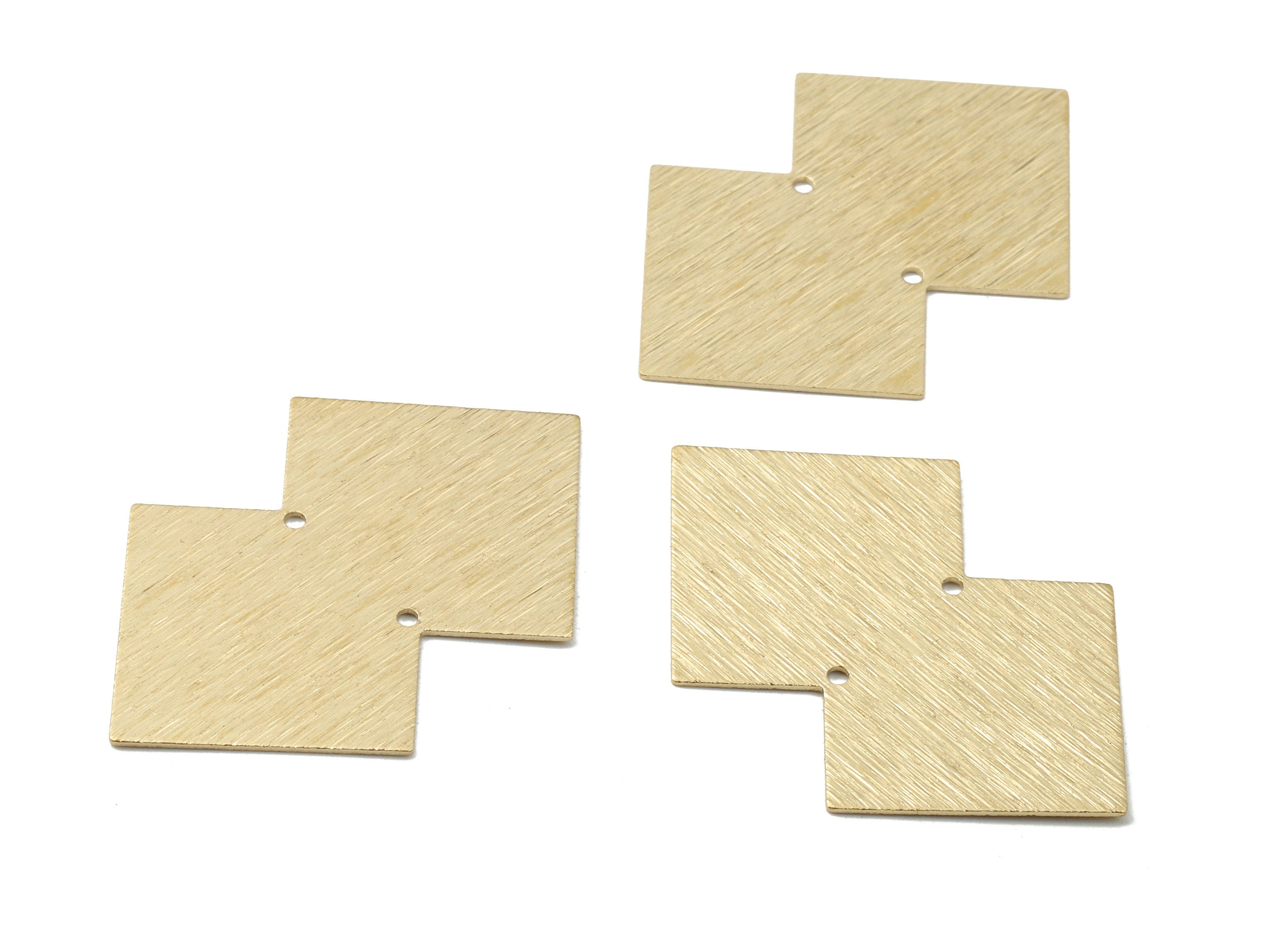 Brass Double Square Connectors - Raw Brass Textured Pendant and Necklace - Brass Earring Connectors - 2 Holes - 42.29x27.92x0.61mm - PP2508 - DOMEDBAZAAR