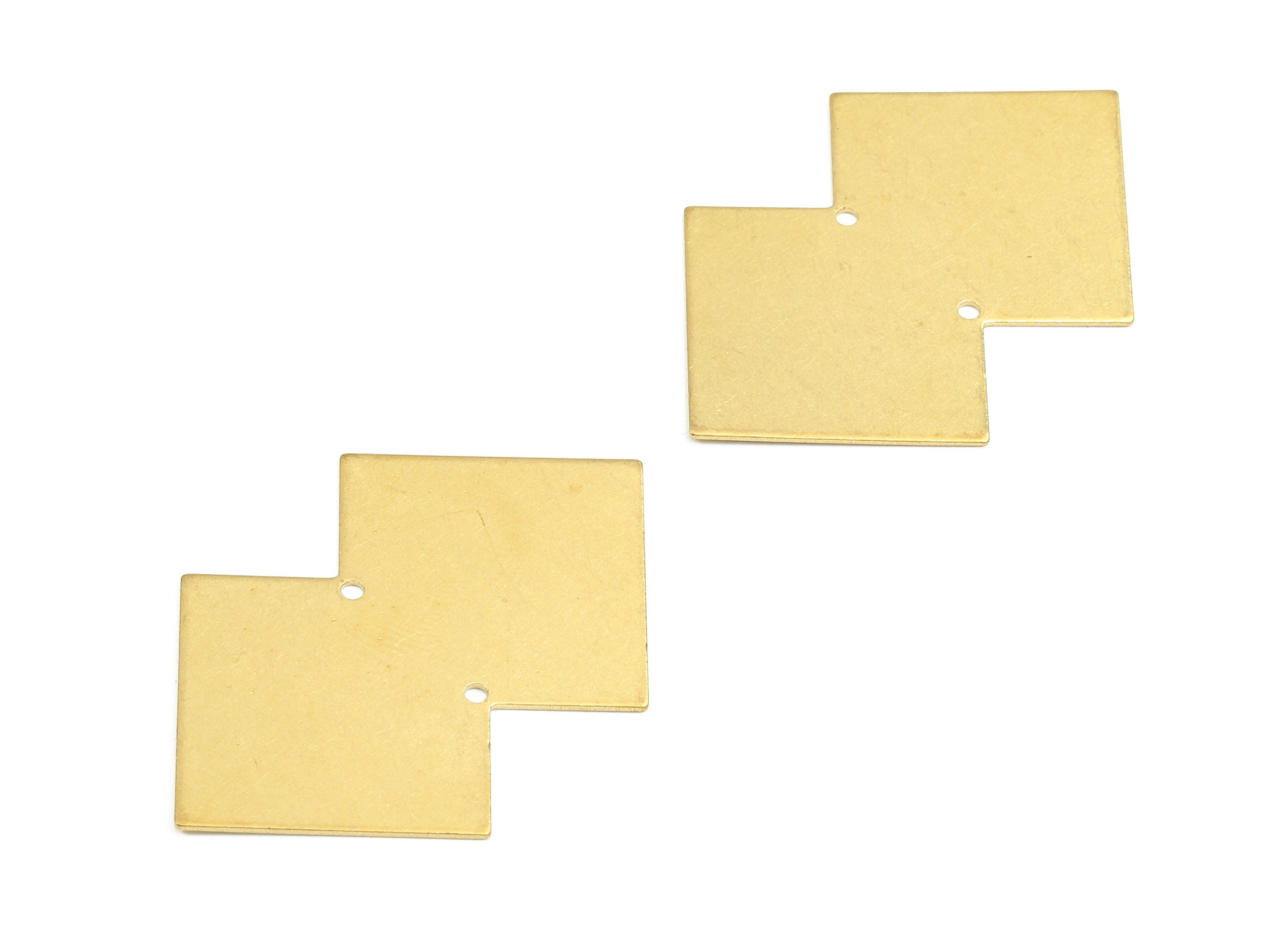 Personalized stamping blank - Brass Double Square Connectors - Raw Brass Pendant and Necklace - 42.38x27.94x0.6mm - PP2507 - DOMEDBAZAAR