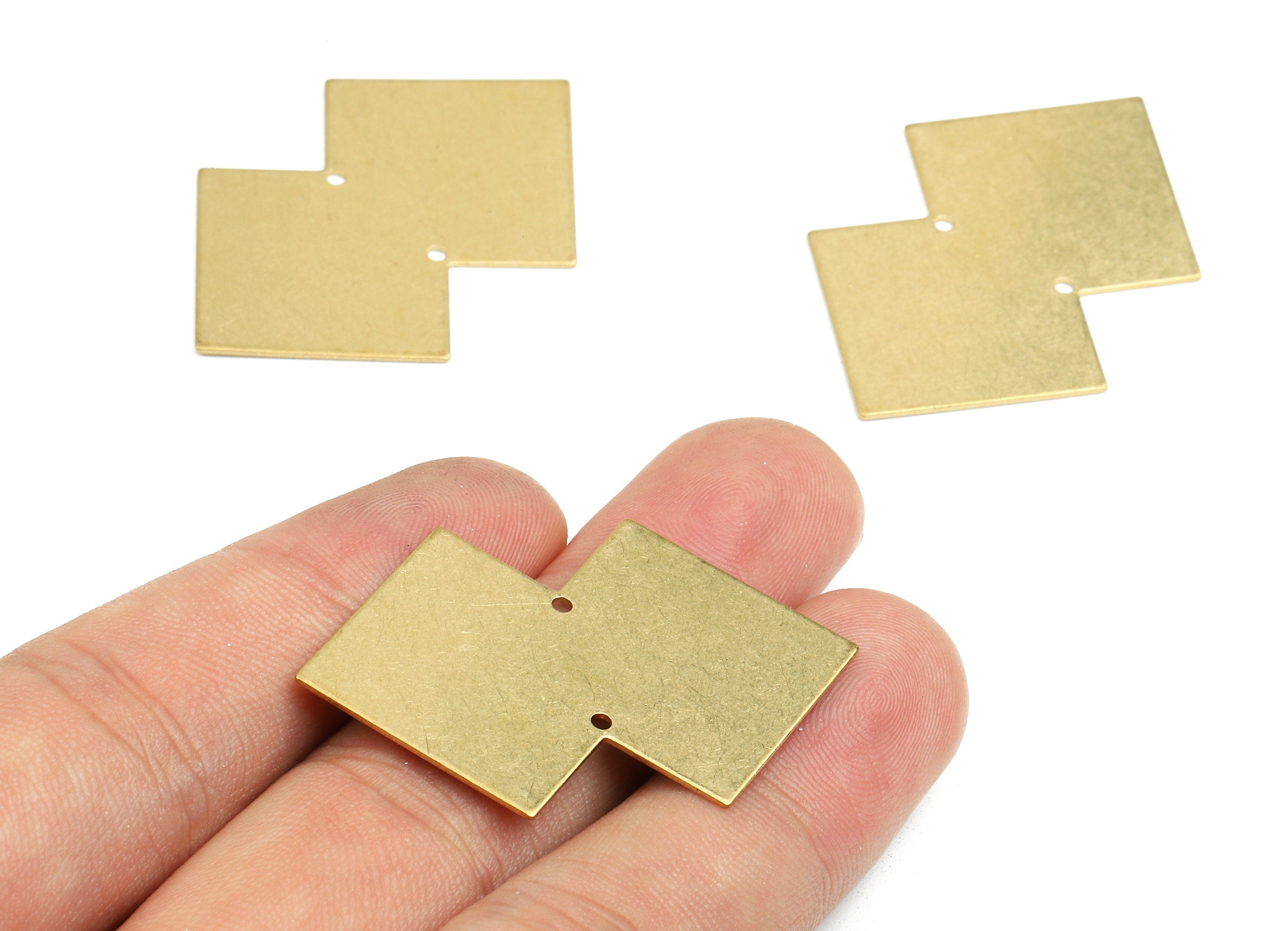 Personalized stamping blank - Brass Double Square Connectors - Raw Brass Pendant and Necklace - 42.38x27.94x0.6mm - PP2507 - DOMEDBAZAAR