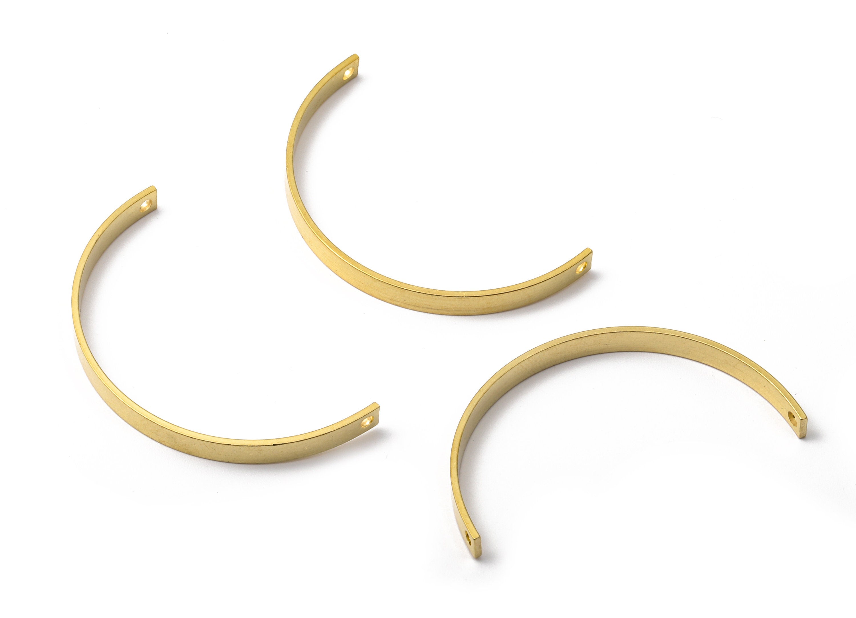 Brass C Connectors - Raw Brass C Pendant and Necklace - Brass C Connector Charms - 2 Holes - Connectors Findings - 44.3x4.16x1.43mm - PP2701 - DOMEDBAZAAR