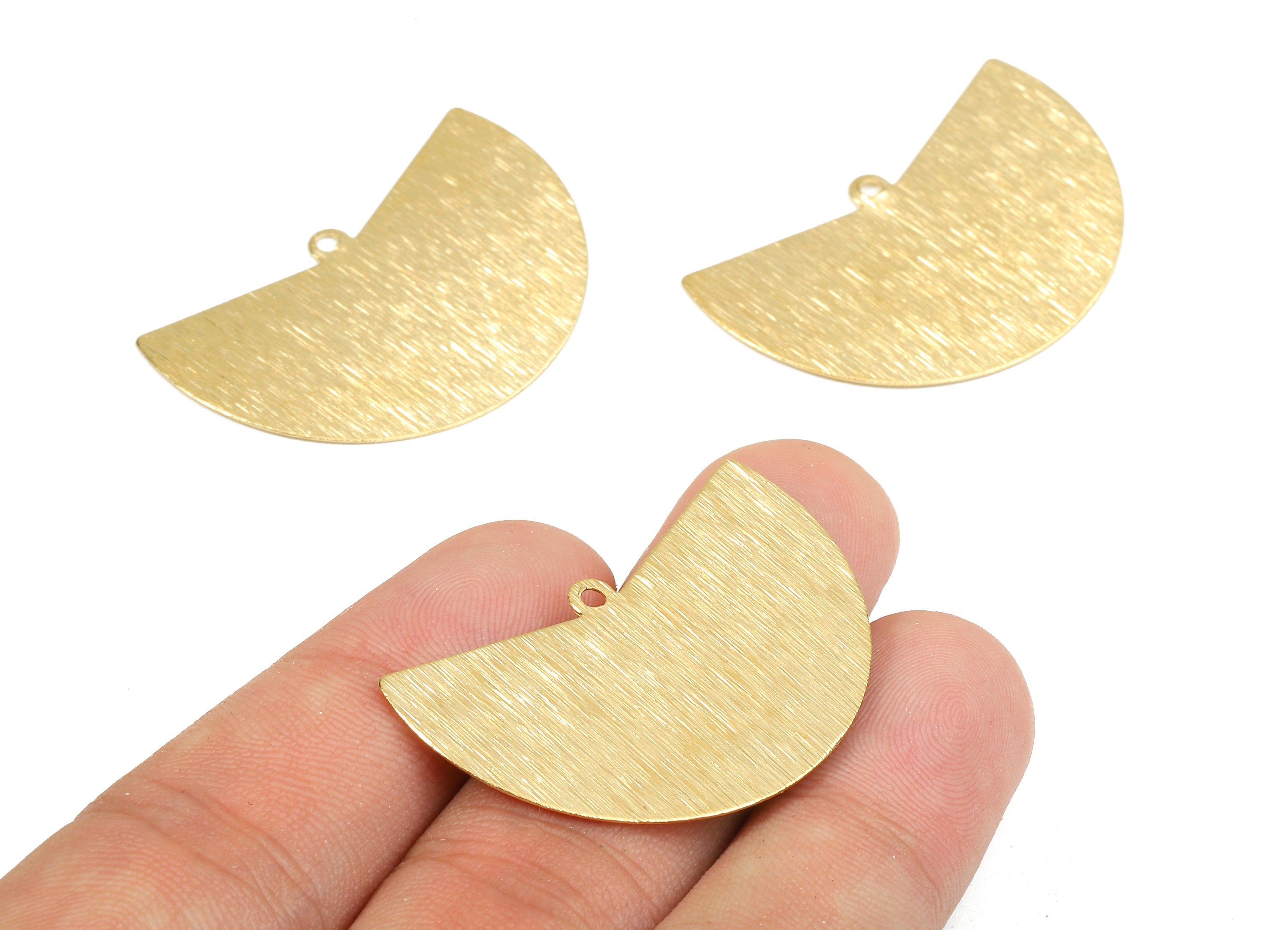Brass Fan Charms - Raw Brass Texturde Fan Earrings and Pendant - Brass Fan Necklace - Jewelry Supplies - 38.17x23.01x0.55mm - PP2567 - DOMEDBAZAAR