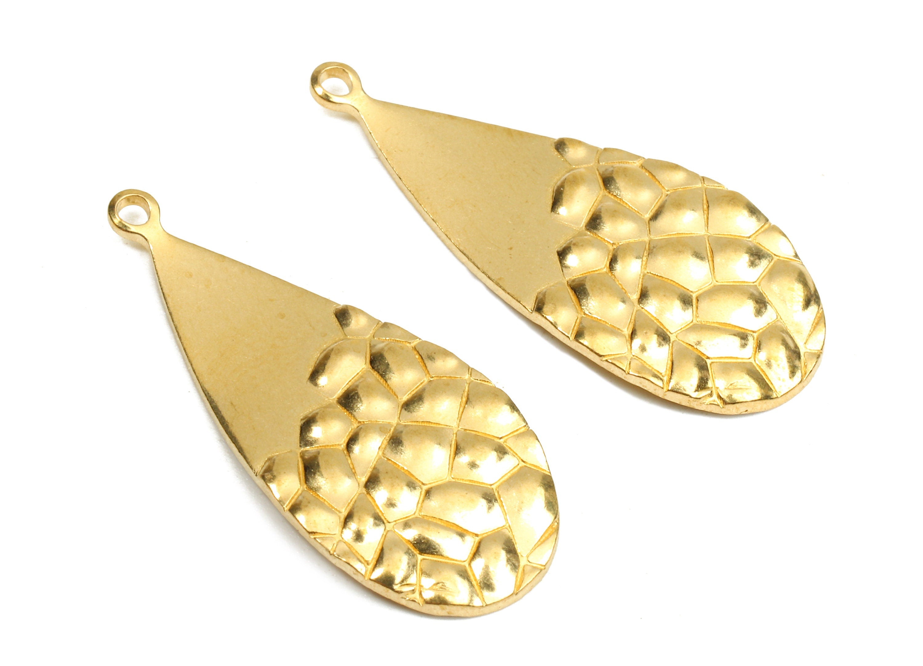 Brass Wavy Drop Charms - Raw Brass Wavy Drop Earrings and Pendant - Earring Findings - Jewelry Supplies - 35.14x14.92x0.96mm - PP2571 - DOMEDBAZAAR