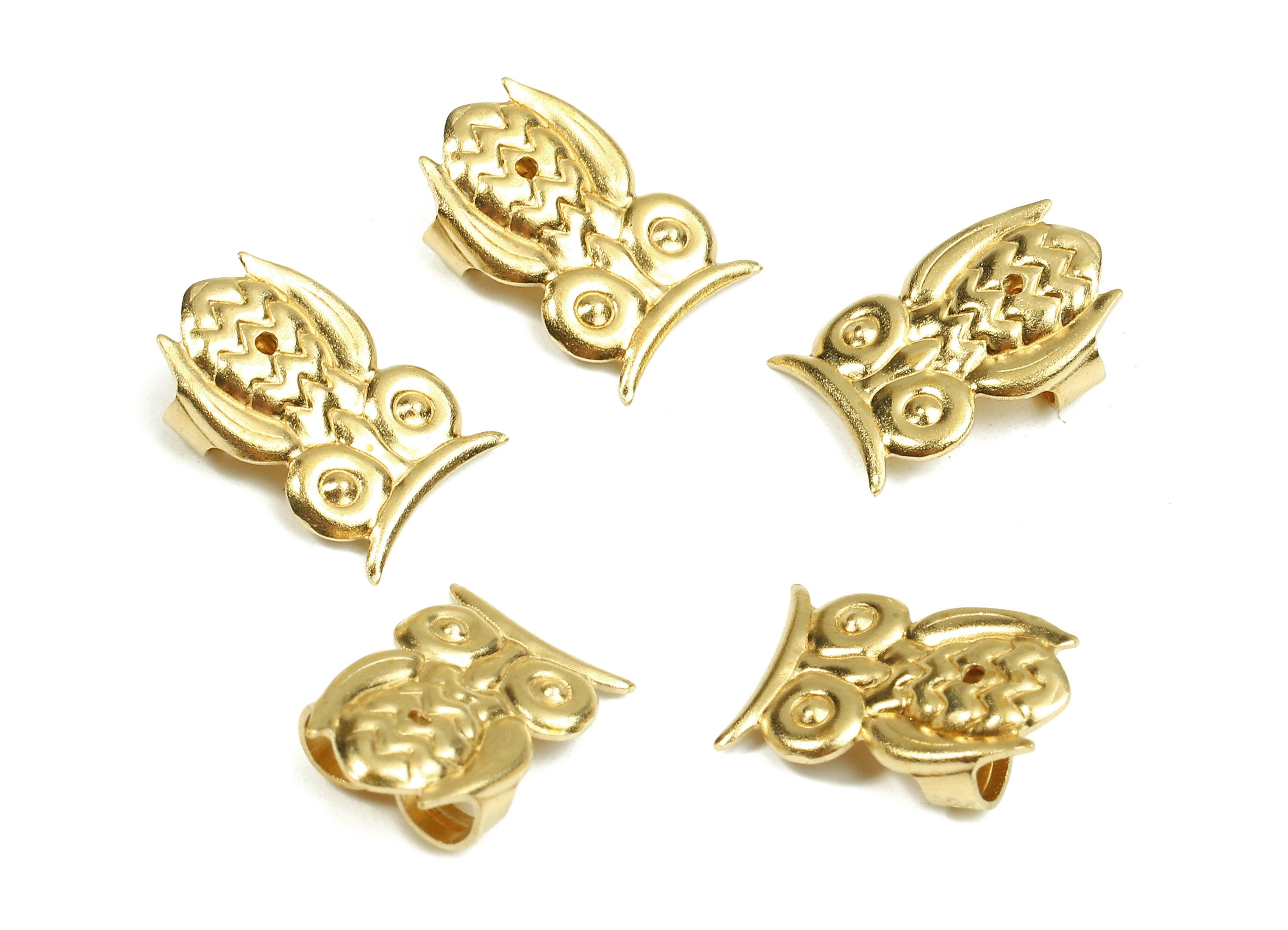 Brass Owl Earring Backs - Raw Brass Butterfly Backs - Earring Stud Back Stoppers - Post Nuts - Ear Wire Backs - 14.94x9.72x4.17mm - PP2722 - DOMEDBAZAAR