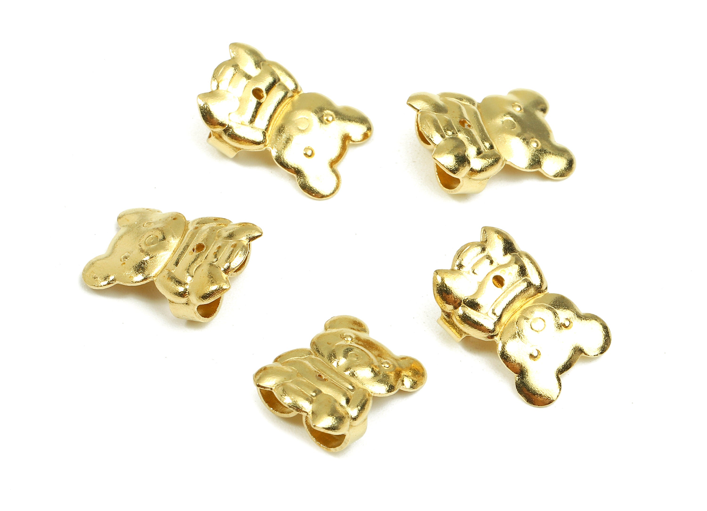 Brass Bear Earring Backs - Raw Brass Butterfly Backs - Earring Stud Back Stoppers - Post Nuts - Ear Wire Backs - 14.22x9.87x4.84mm - PP2726 - DOMEDBAZAAR