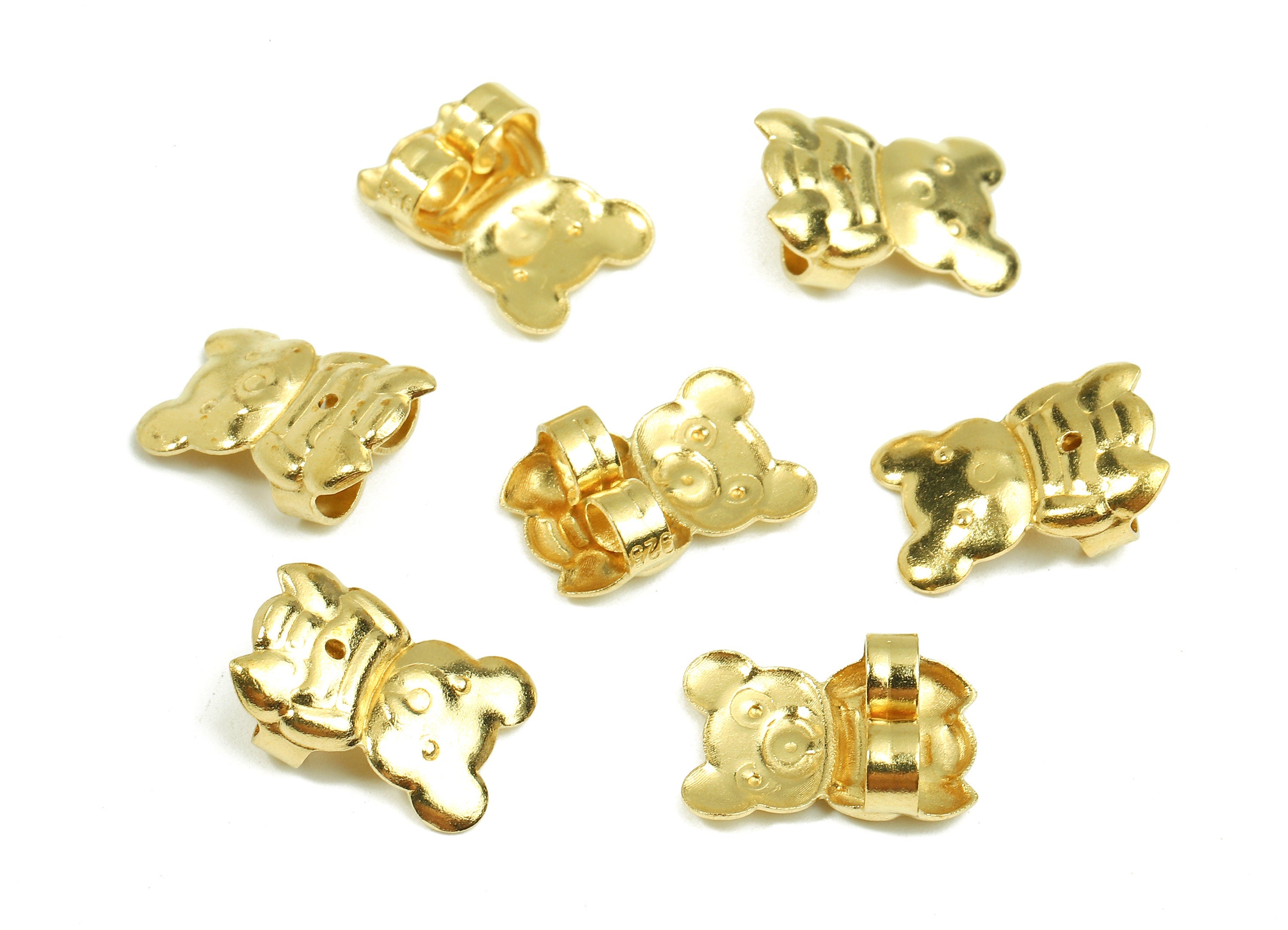 Brass Bear Earring Backs - Raw Brass Butterfly Backs - Earring Stud Back Stoppers - Post Nuts - Ear Wire Backs - 14.22x9.87x4.84mm - PP2726 - DOMEDBAZAAR