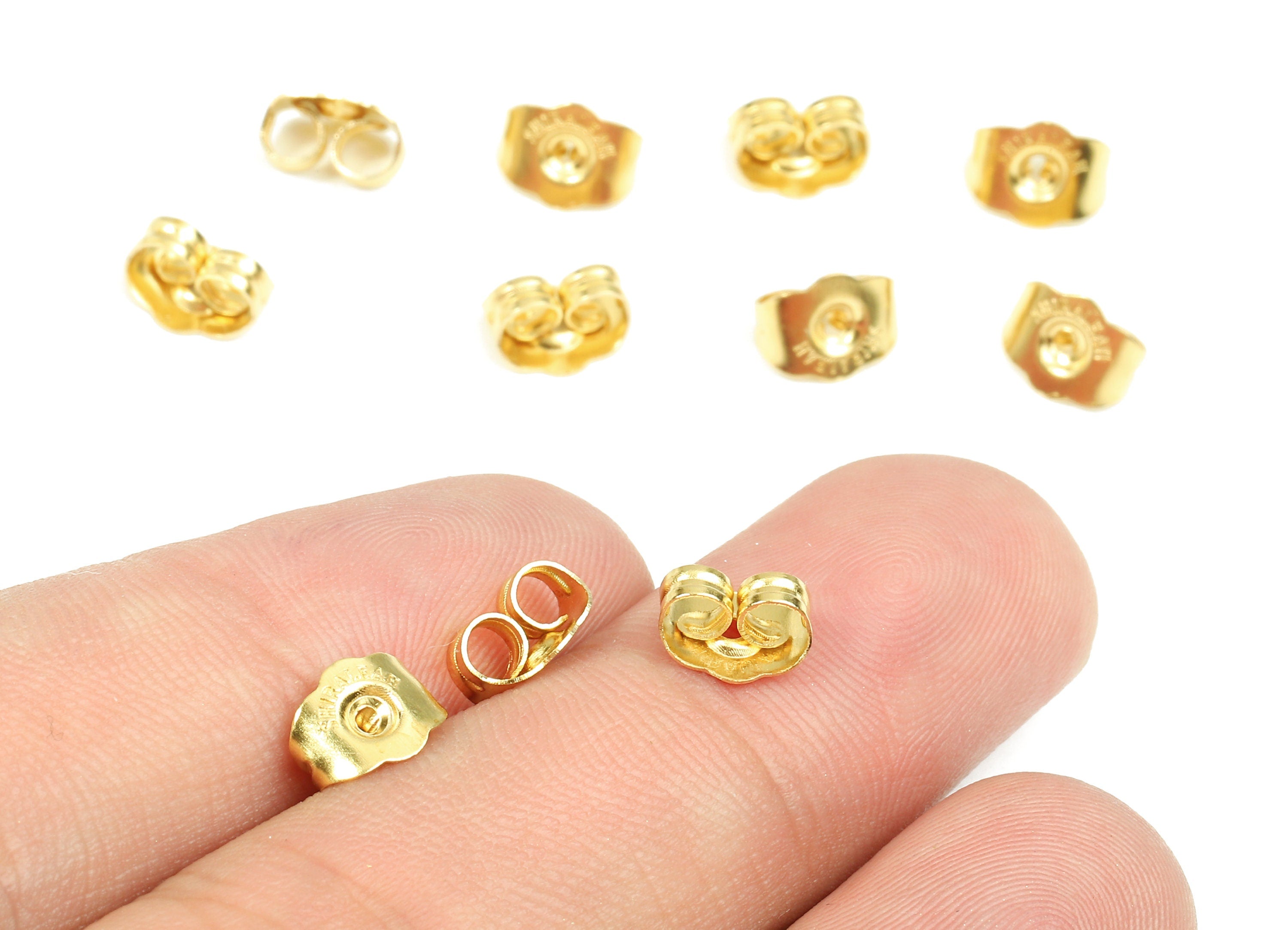 Brass Earring Backs - Raw Brass Butterfly Backs - Earring Stud Back Stoppers - Post Nuts - Ear Wire Backs - 7.5x5.33x4.07mm - PP2728 - DOMEDBAZAAR