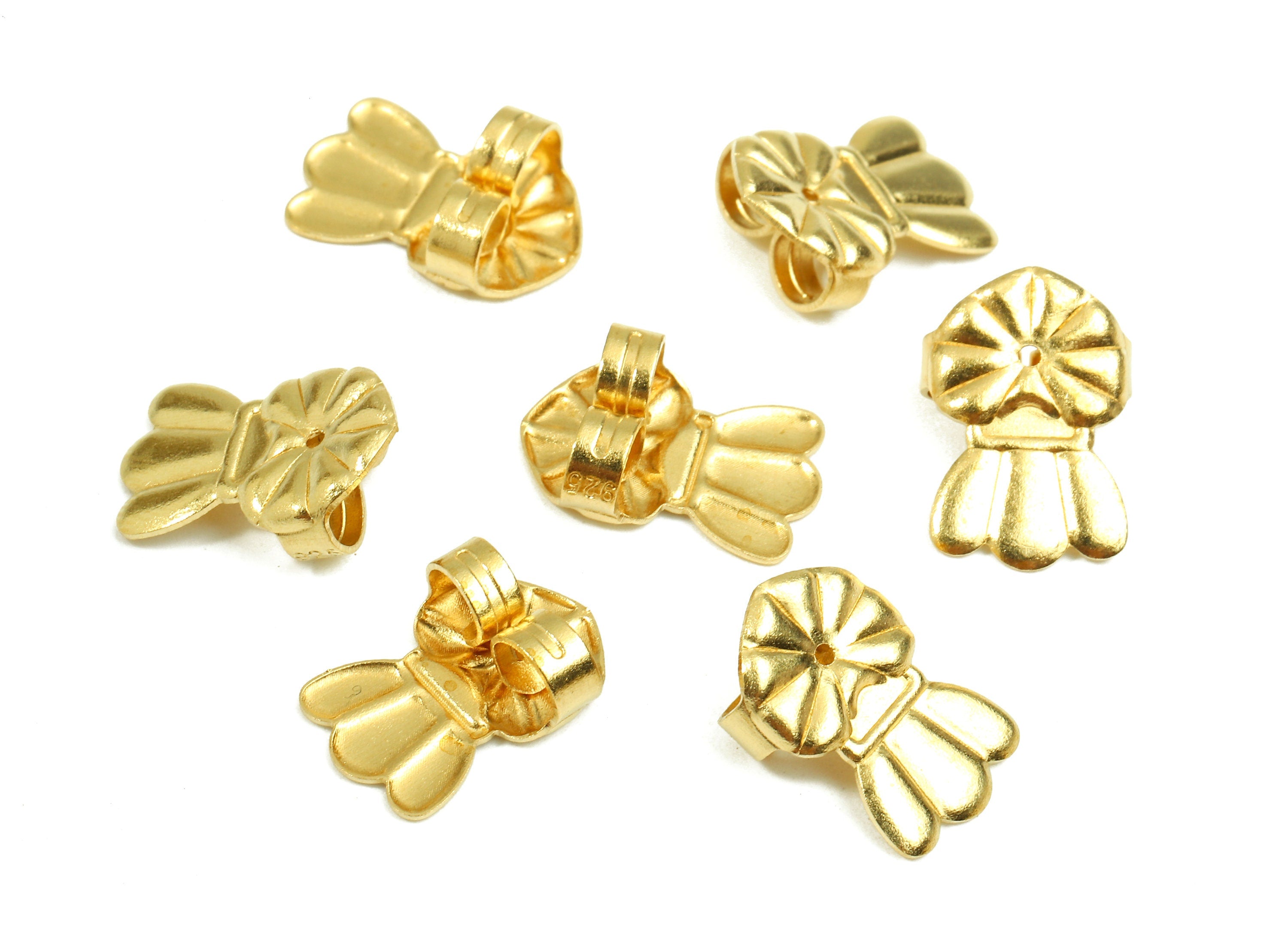 Brass Radish Earring Backs - Raw Brass Butterfly Backs - Earring Stud Back Stoppers - Post Nuts - Ear Wire Back - 13.93x9.88x4.72mm - PP2723 - DOMEDBAZAAR