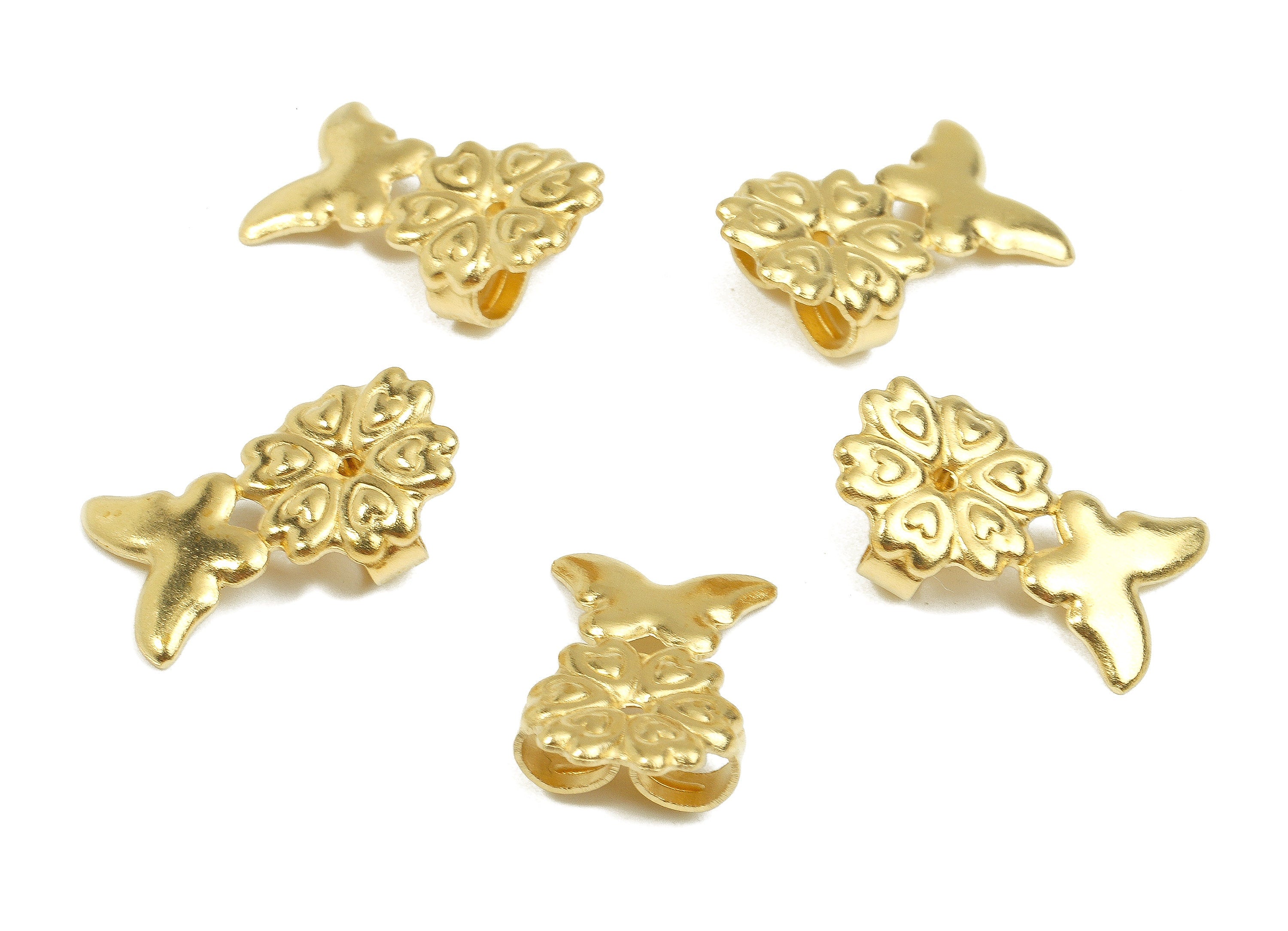 Brass Flower Earring Backs - Raw Brass Butterfly Backs - Earring Stud Back Stoppers - Post Nuts - Ear Wire Back - 15.92x9.71x5.23mm - PP2718 - DOMEDBAZAAR