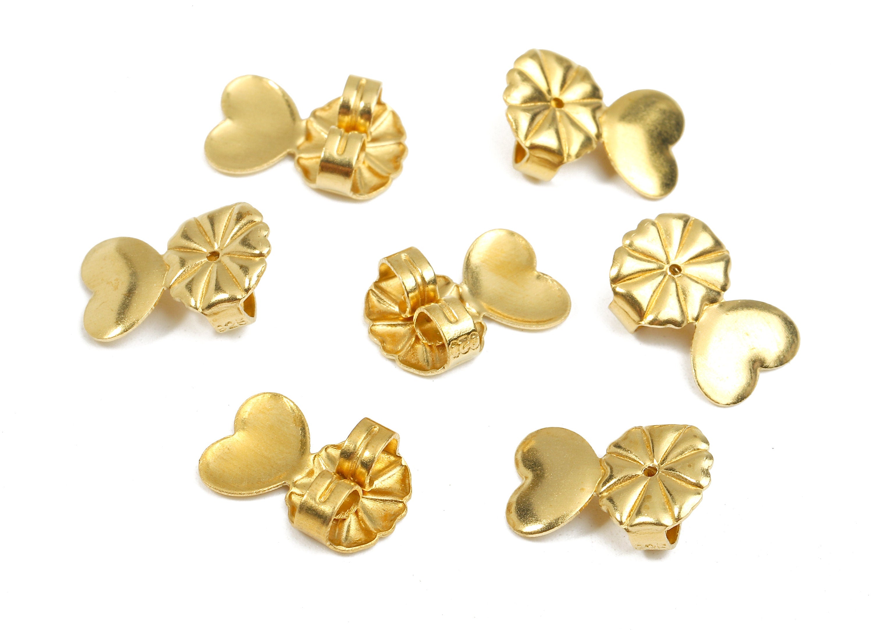 Brass Flower Earring Backs - Raw Brass Butterfly Backs - Heart Stud Back Stoppers - Post Nuts - Ear Wire Back - 14.52x9.66x4.38mm - PP2716 - DOMEDBAZAAR