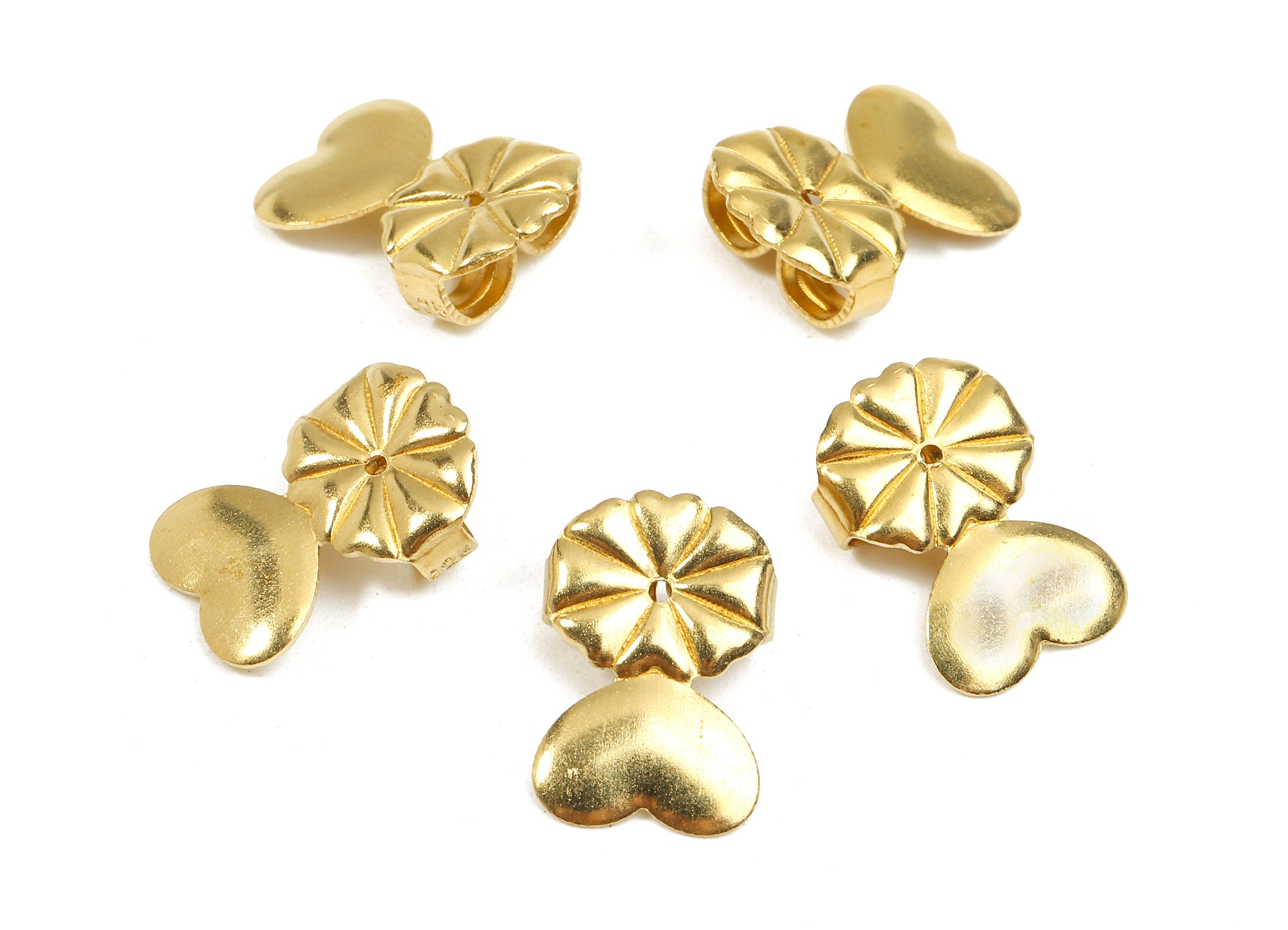 Brass Flower Earring Backs - Raw Brass Butterfly Backs - Heart Stud Back Stoppers - Post Nuts - Ear Wire Back - 14.52x9.66x4.38mm - PP2716 - DOMEDBAZAAR
