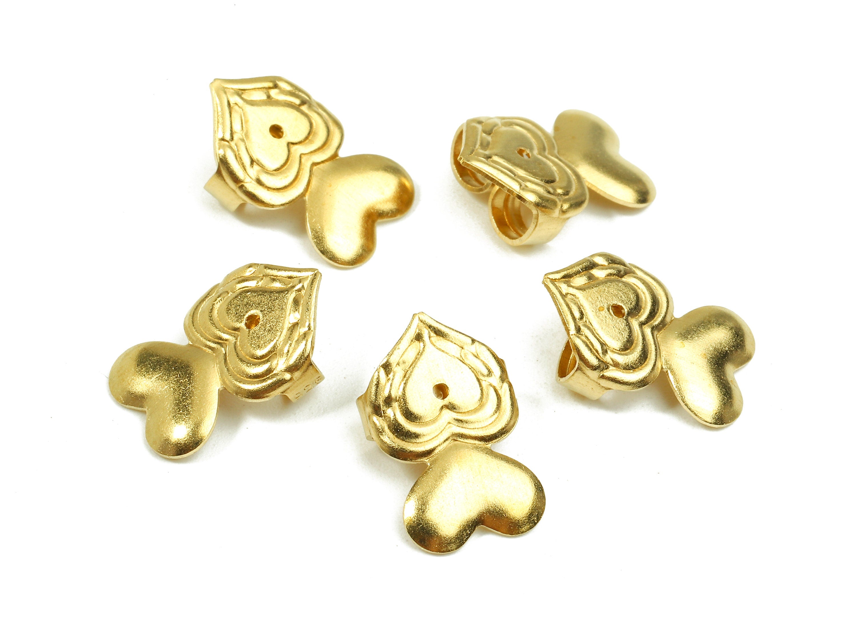 Brass Heart Earring Backs - Raw Brass Butterfly Backs - Heart Stud Back Stoppers - Post Nuts - Ear Wire Back - 15.11x9.61x4.78mm - PP2727 - DOMEDBAZAAR