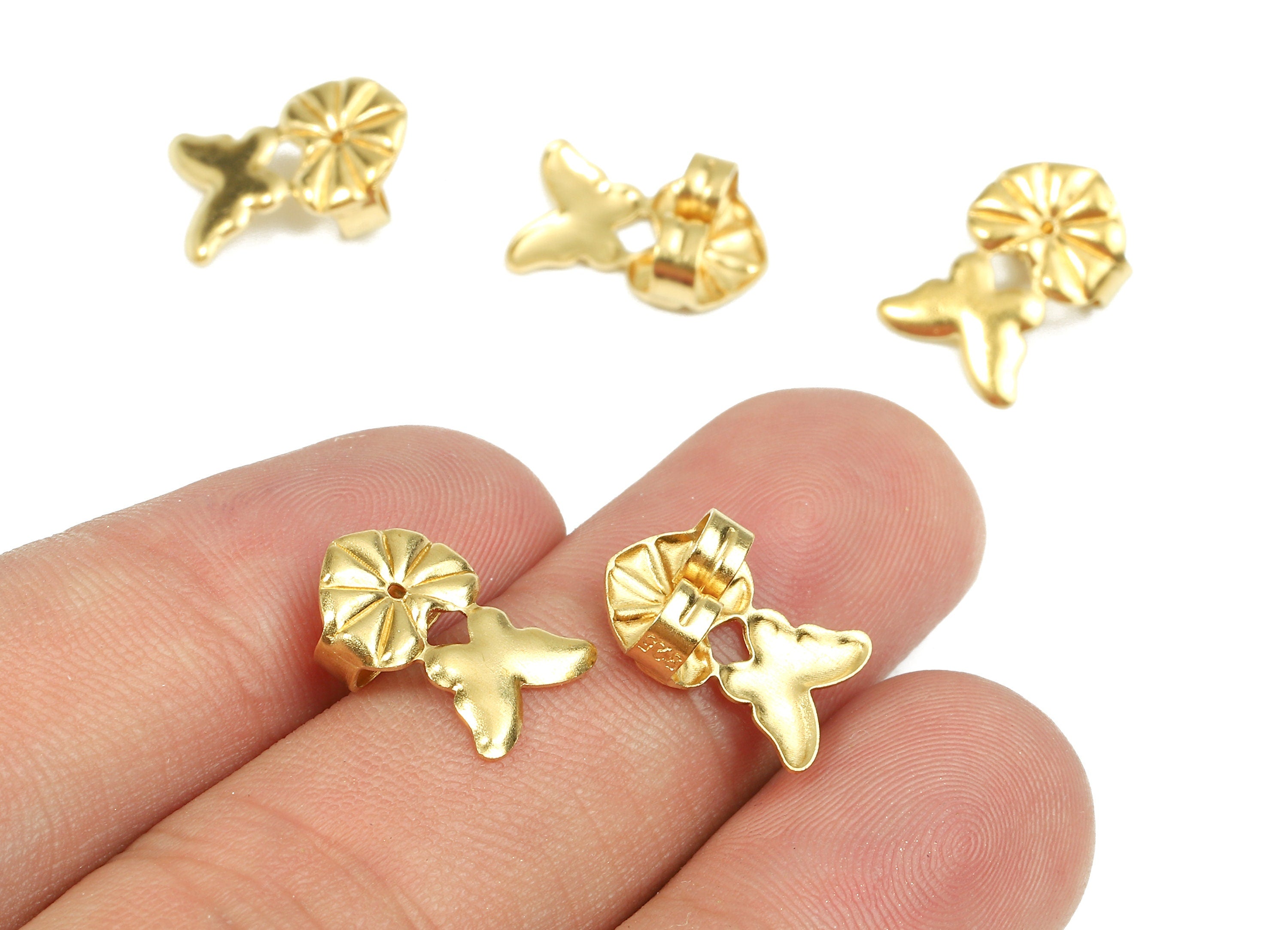 Brass Heart Earring Backs - Raw Brass Butterfly Back - Butterfly Stud Back Stoppers - Post Nuts - Ear Wire Back - 14.01x9.72x5.57mm - PP2721 - DOMEDBAZAAR