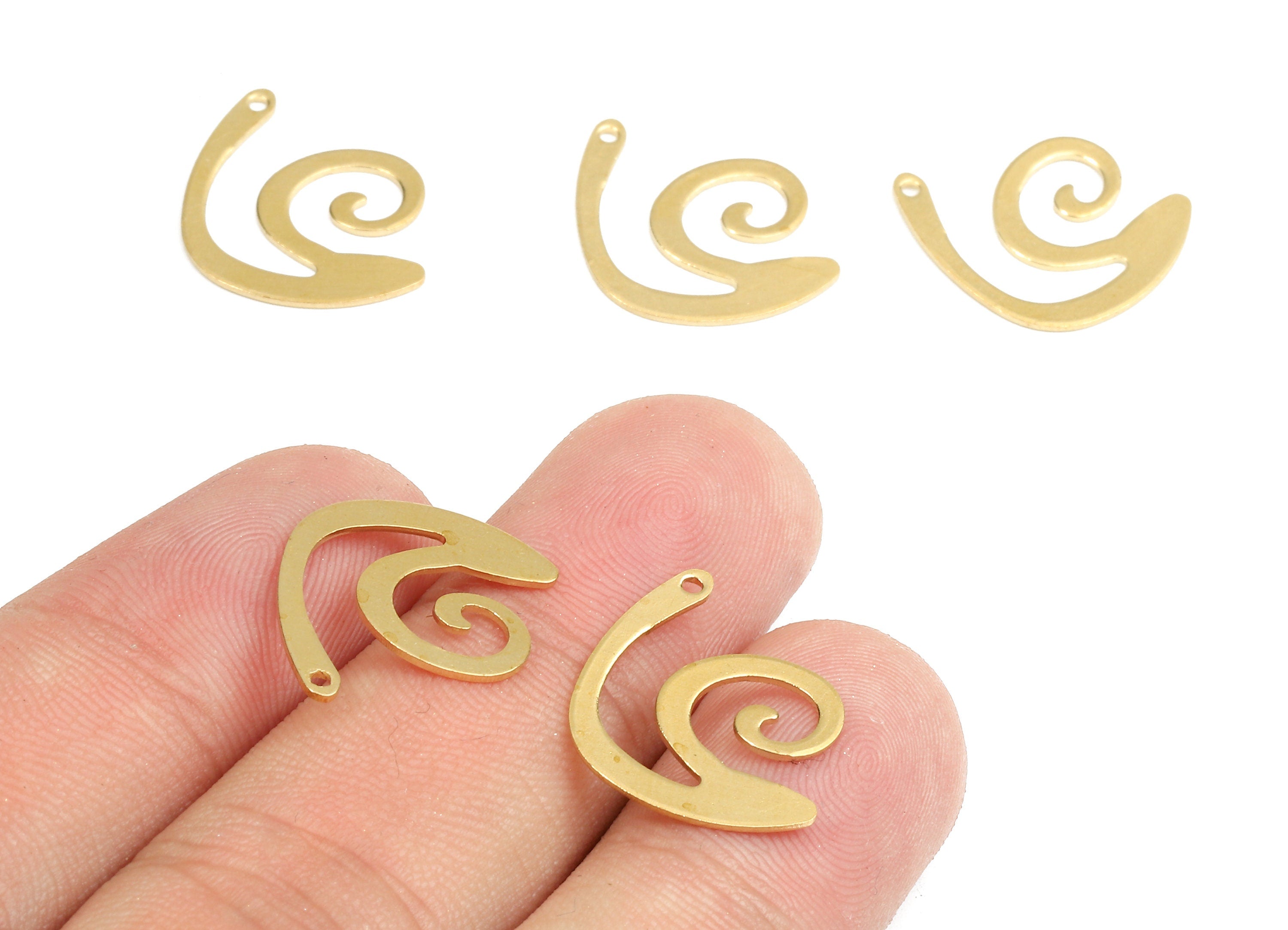 Brass Snail Charms - Raw Brass Snail Earrings and Pendant - Brass Geometric Necklace - Jewelry Supplies - 19.29x15.99x1.07mm - PP2681 - DOMEDBAZAAR