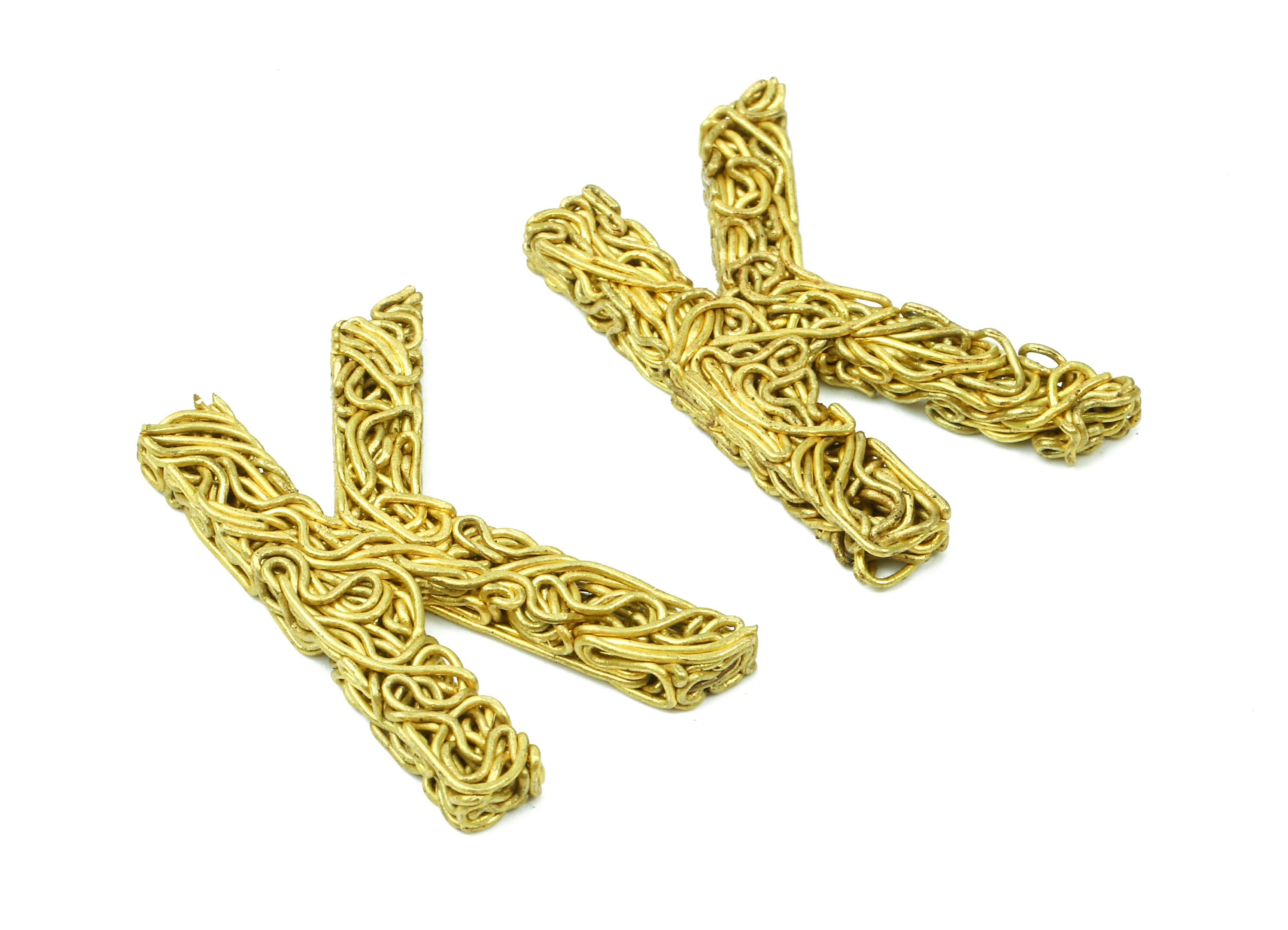 Brass K letter Pendant - Raw Brass Hammered Wire Letter K Alphabets Charms - Jewelry Supplies - 28.05x15.83x3.1mm - PP2929 - DOMEDBAZAAR