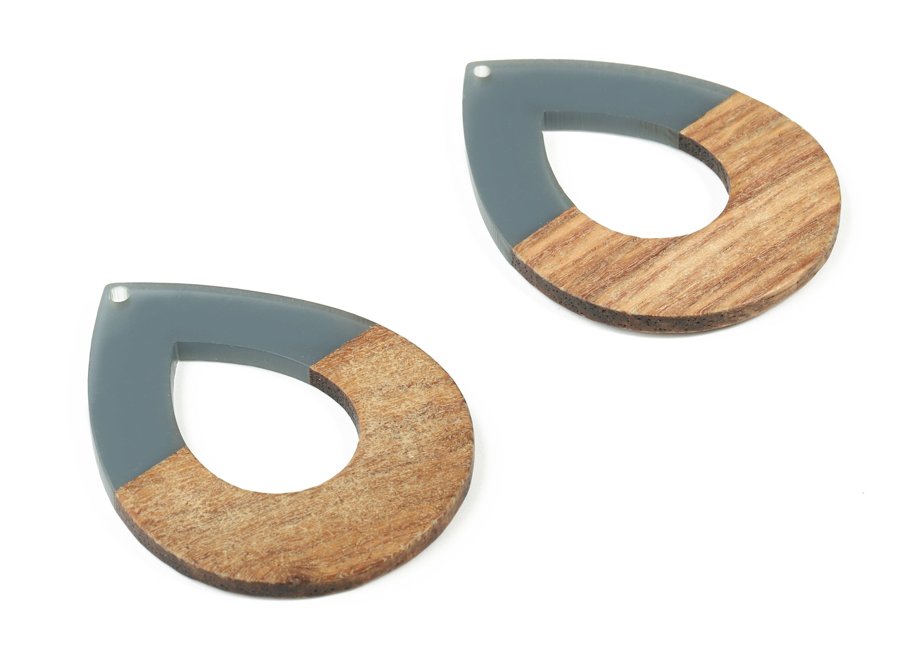 Epoxy Redwood Drop Charms - Epoxy Resin Wood Drop Pendant - Redwood and Resin Necklace - Jewelry Supplies - 56.88x42.74x3.37mm - BB1096A - DOMEDBAZAAR