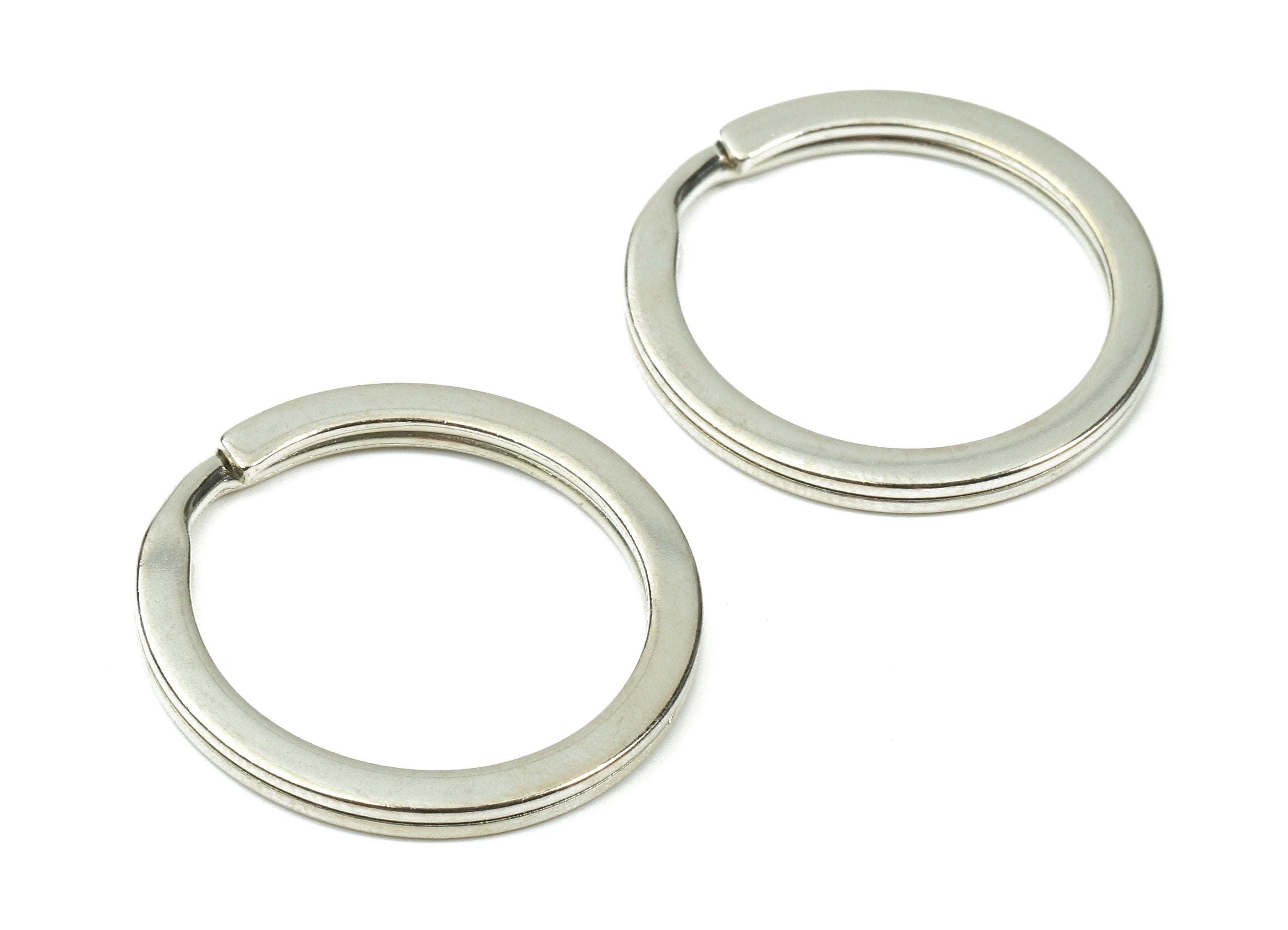 Silver Plated Metal Key Rings - Flat Split Rings - Circle Key Rings - Keychain Connectors - Jewelry Supplies - 27.77x27.77x2mm - PP2858S - DOMEDBAZAAR